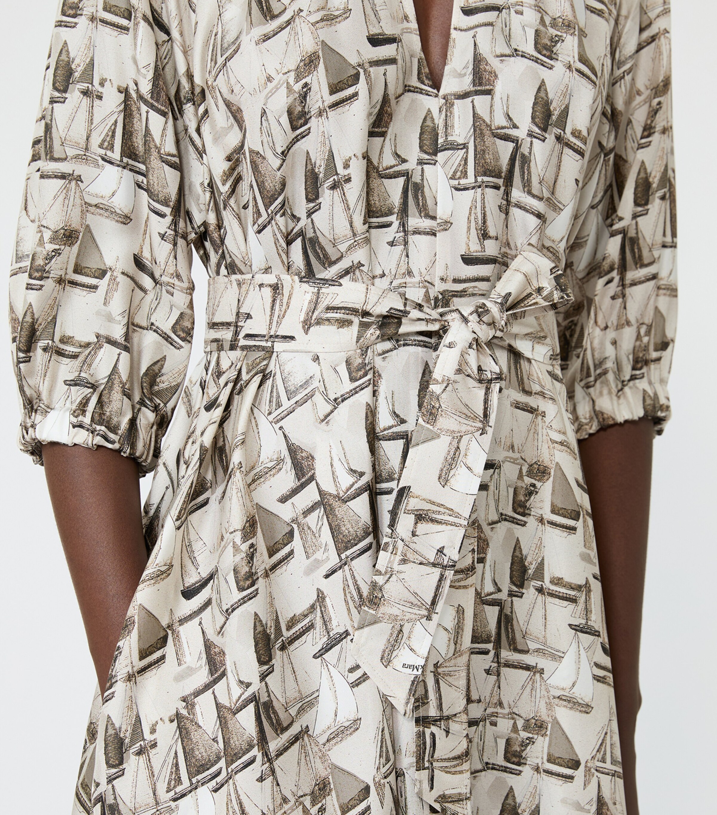 Max Mara Womens Silk Sailboat Midi Dress Stone Image 5