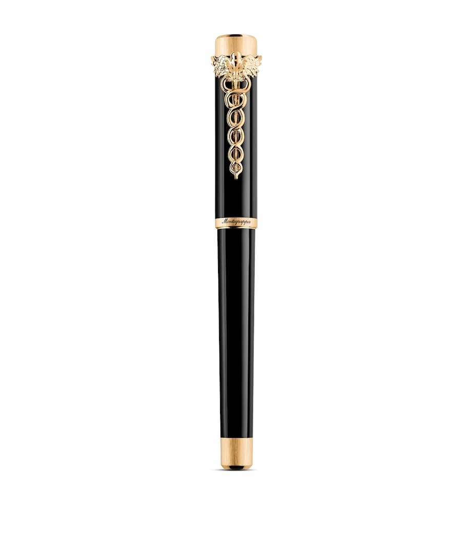 Montegrappa Zero Caduceus Fountain Pen Black/yellow Gold Image 2