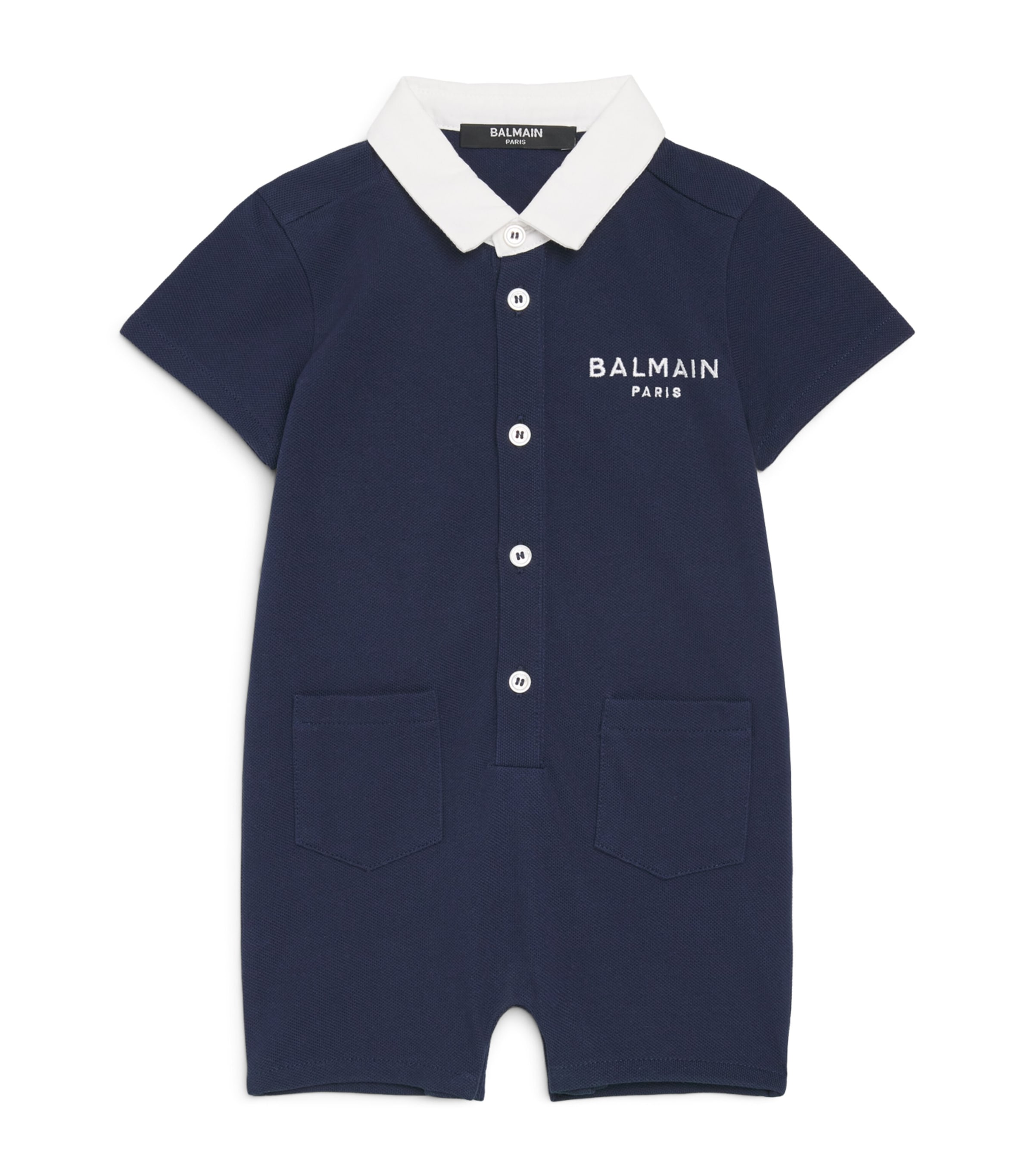 Balmain Kids Cotton Jersey Playsuit (3-18 Months) Blue/white Image 1