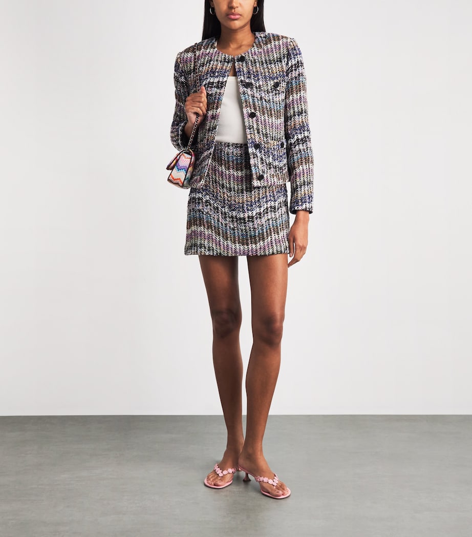 Missoni Womens Zigzag Bouclé Sequinned Jacket Smsosmltclr Bl,wt,pk Image 2
