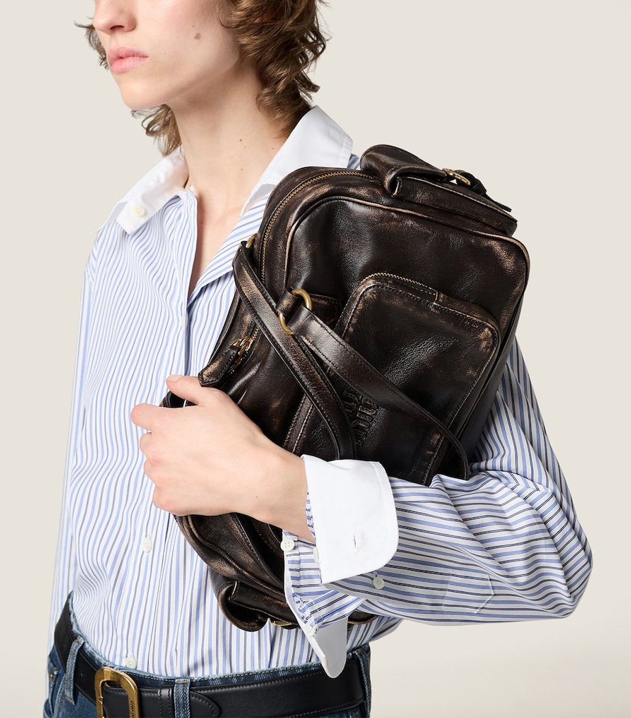 Nappa Leather Pocket Top-Handle Bag F0201 Image 2