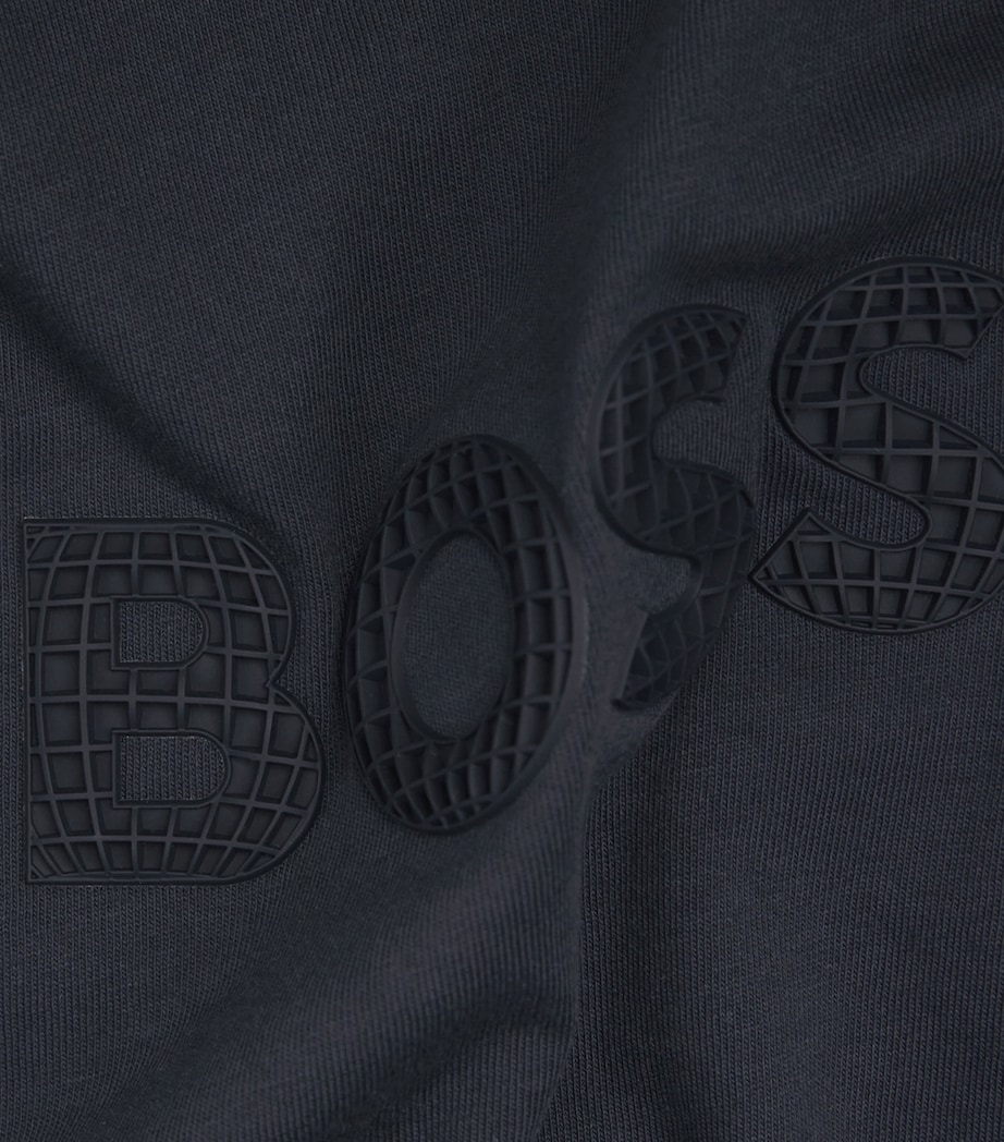 BOSS Mens Cotton Textured Logo T-Shirt Dark Blue Image 6