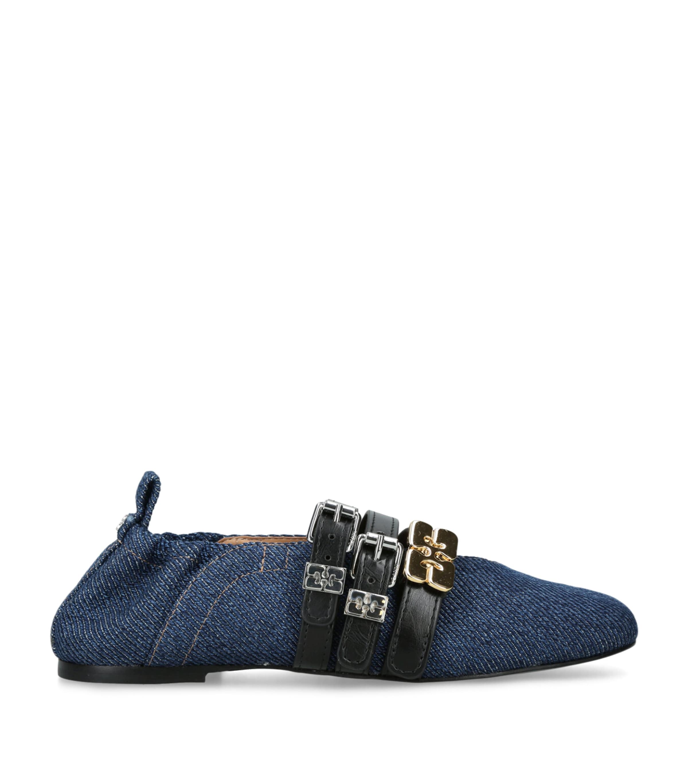 GANNI Denim Sue Triple Ballerina Flats Blue/dark Image 1