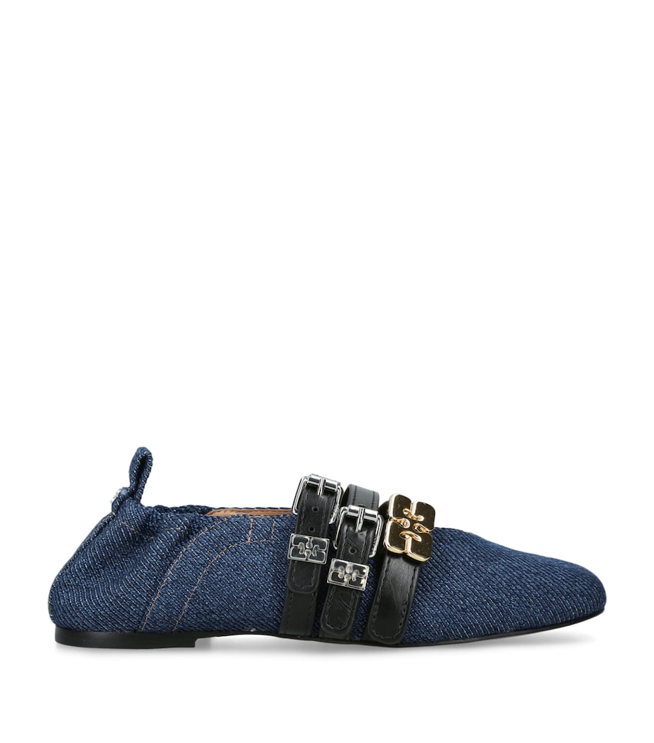GANNI Denim Sue Triple Ballerina Flats Blue/dark Image 1