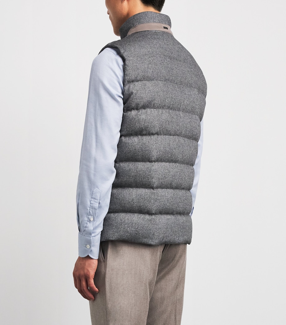 Herno Mens Silk-Cashmere Down Quilted Gilet Grigio Image 5