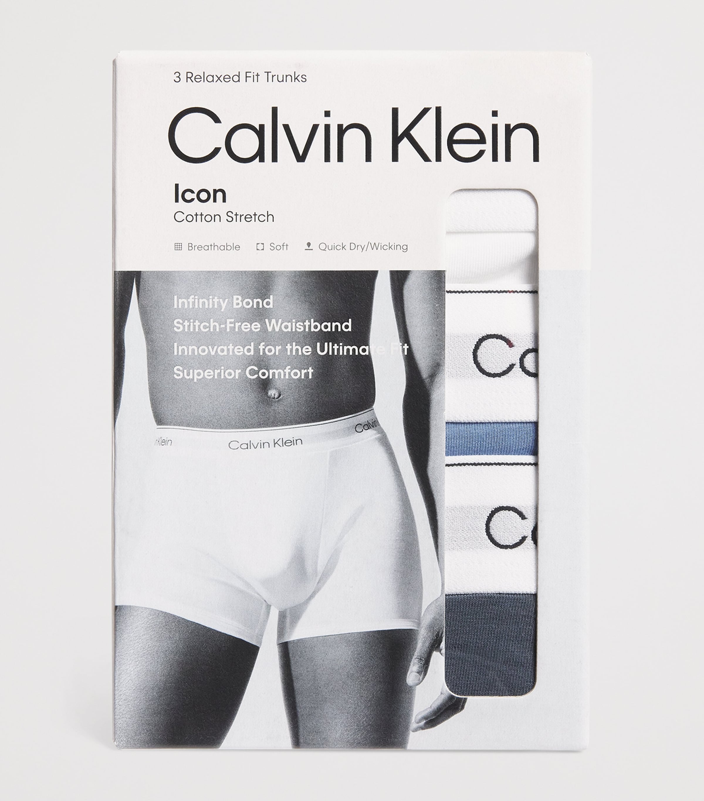 Calvin Klein Mens Cotton Stretch Relaxed Icon Trunks (Pack of 3) Multi Image 4