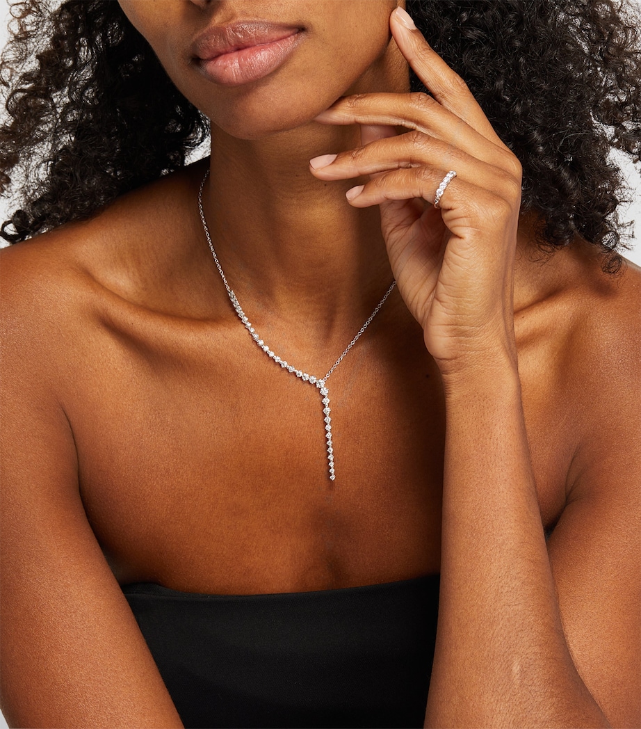 Melissa Kaye White Gold and Diamond Aria Cascade Necklace White Gold Image 3