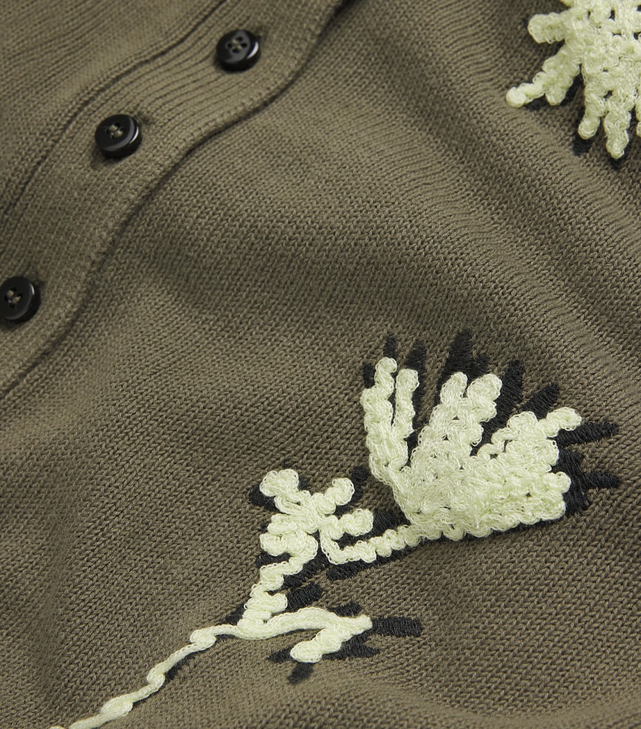 Embroidered Jacquard Floral Cardigan KAKI Image 5