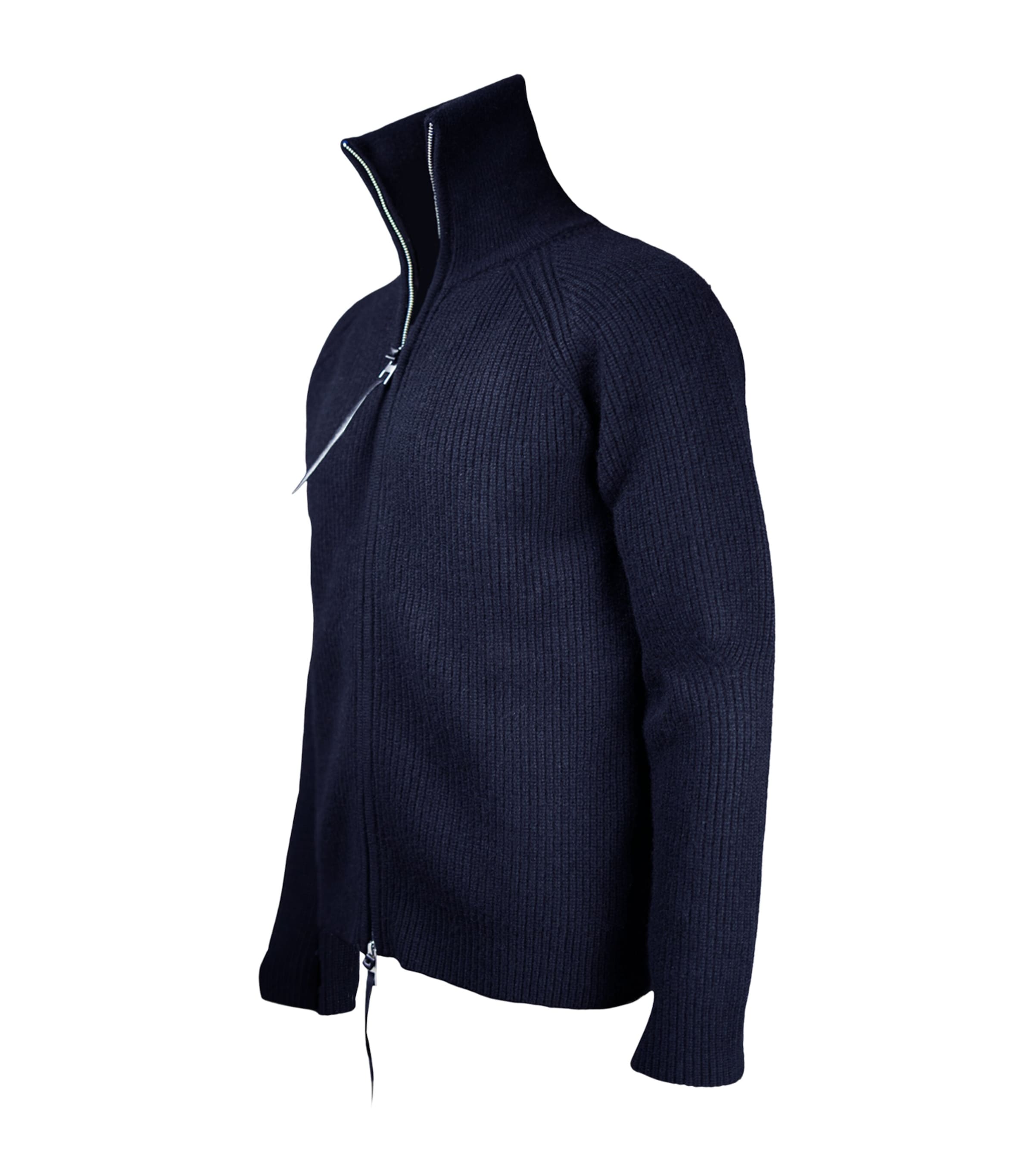Alan Scott Mens Cashmere Rib-Knit Cardigan Midnight Image 3
