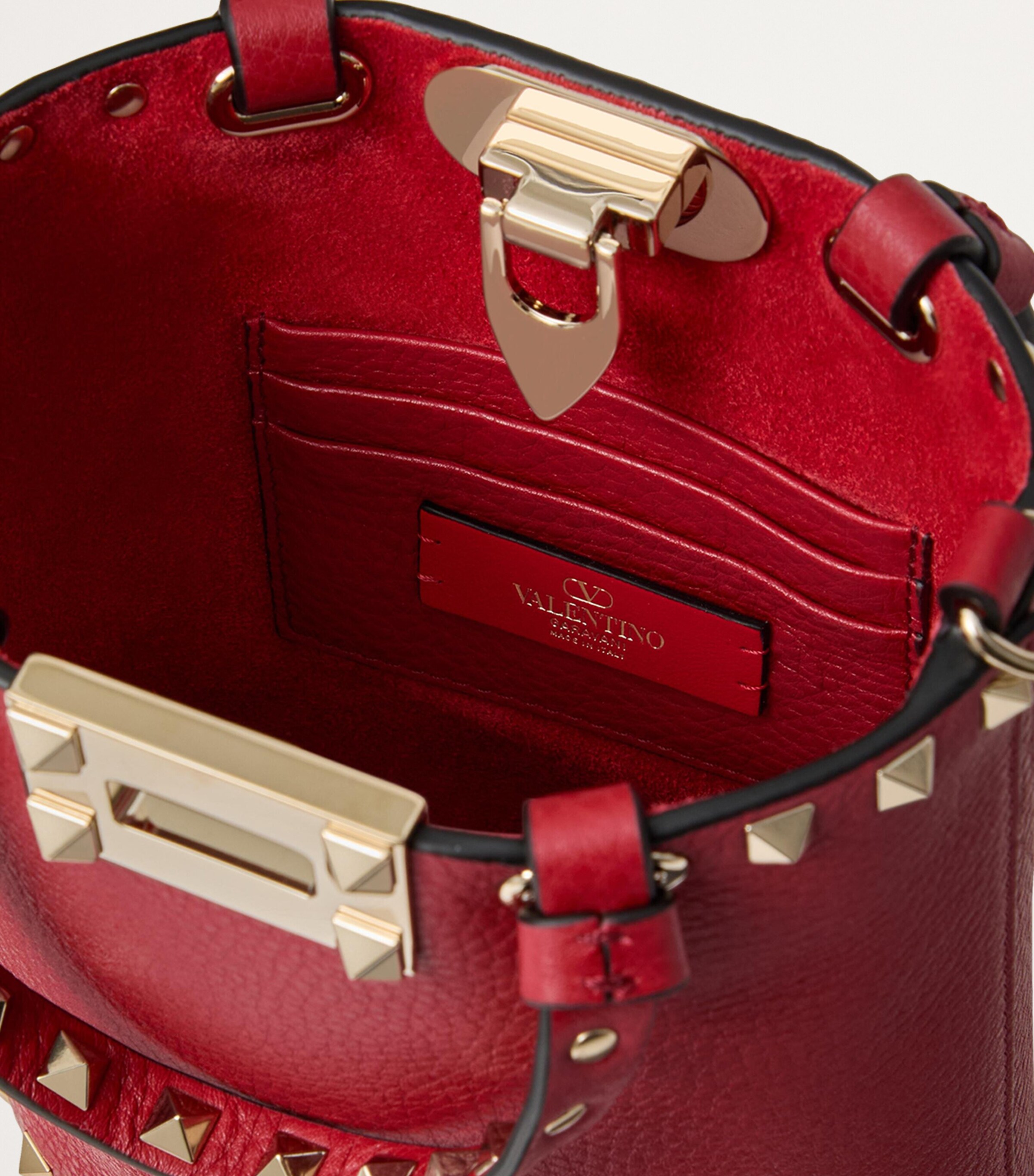 トートバッグ VALENTINO MINI ROCKSTUD SHOPPING BAG IN GRANATE CALFSKIN Mini Rockstud Shopping Bag In Grainy Calfskin for Woman in