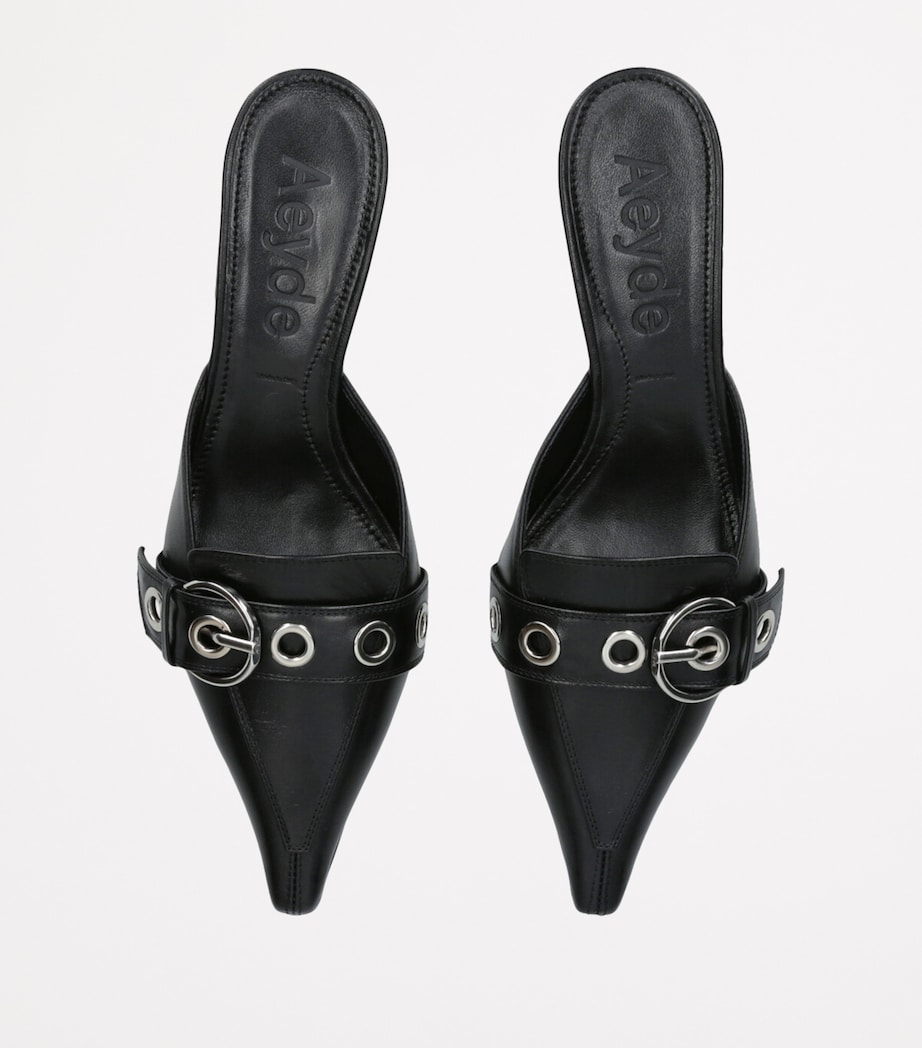 Leather Danielle Kitten Point Mules 35 BLACK Image 6