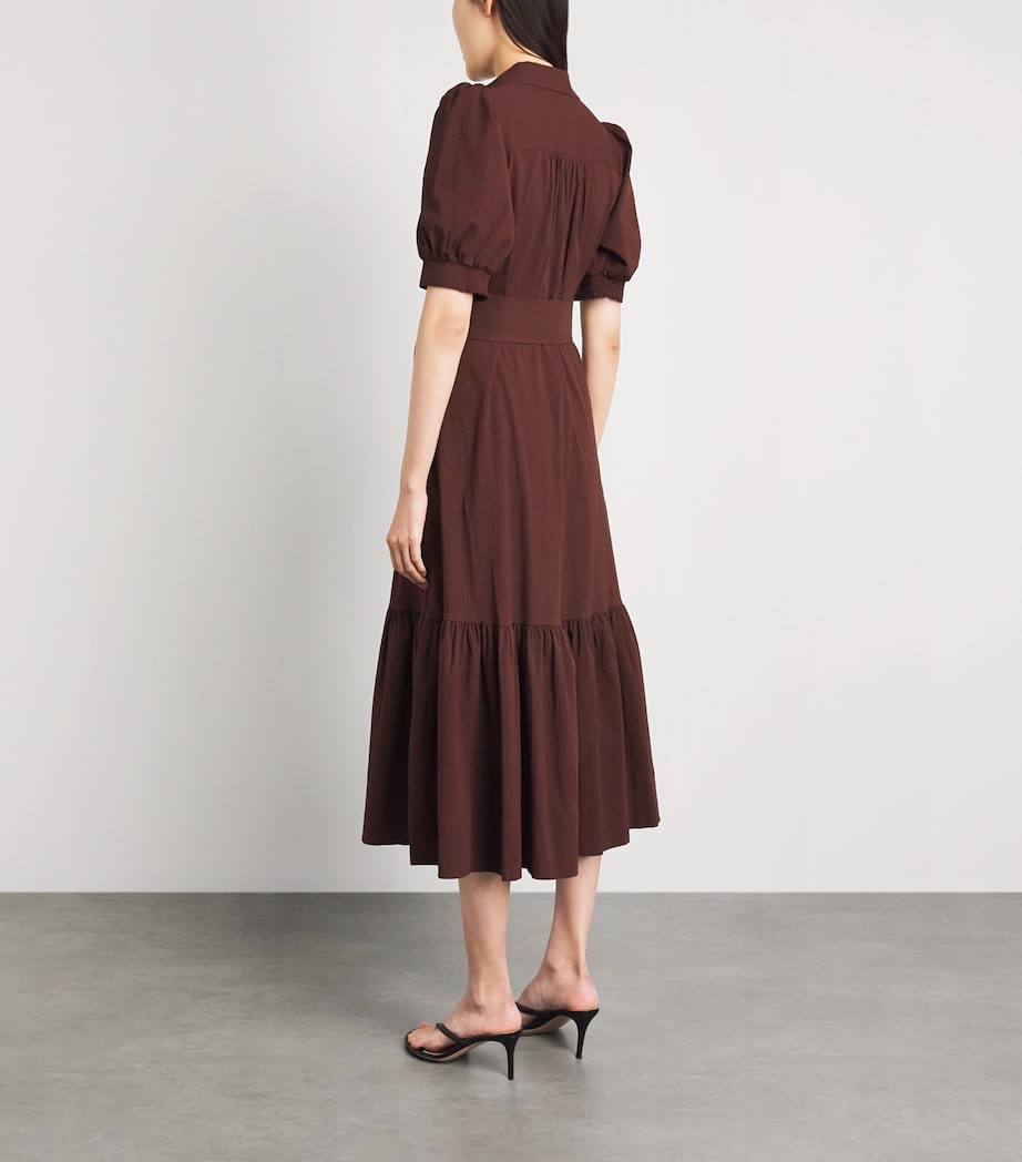 ME+EM Womens Stretch-Cotton Seersucker Midi Shirt Dress Cinnamon Brown Image 4