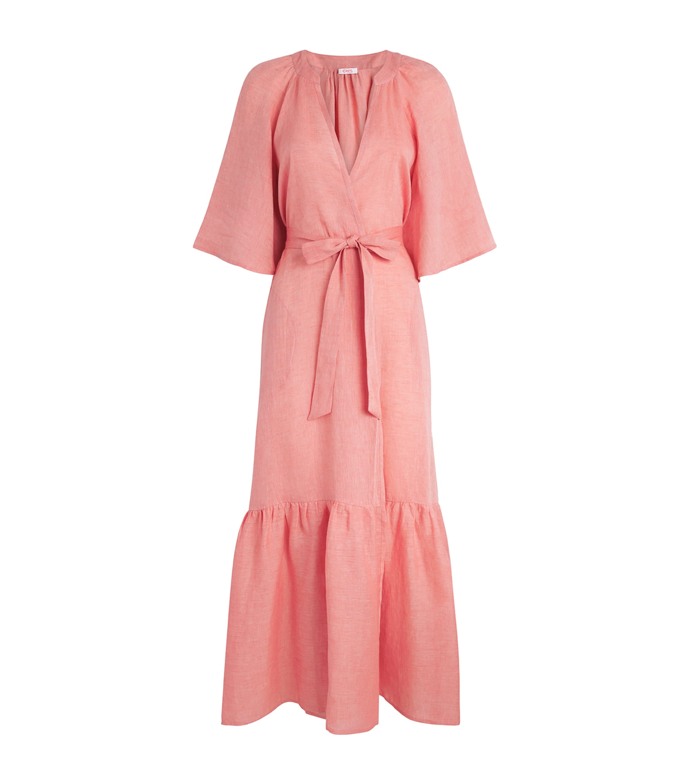 Eres Womens Linen Audacieuse Wrap Midi Dress Gourmand Image 1