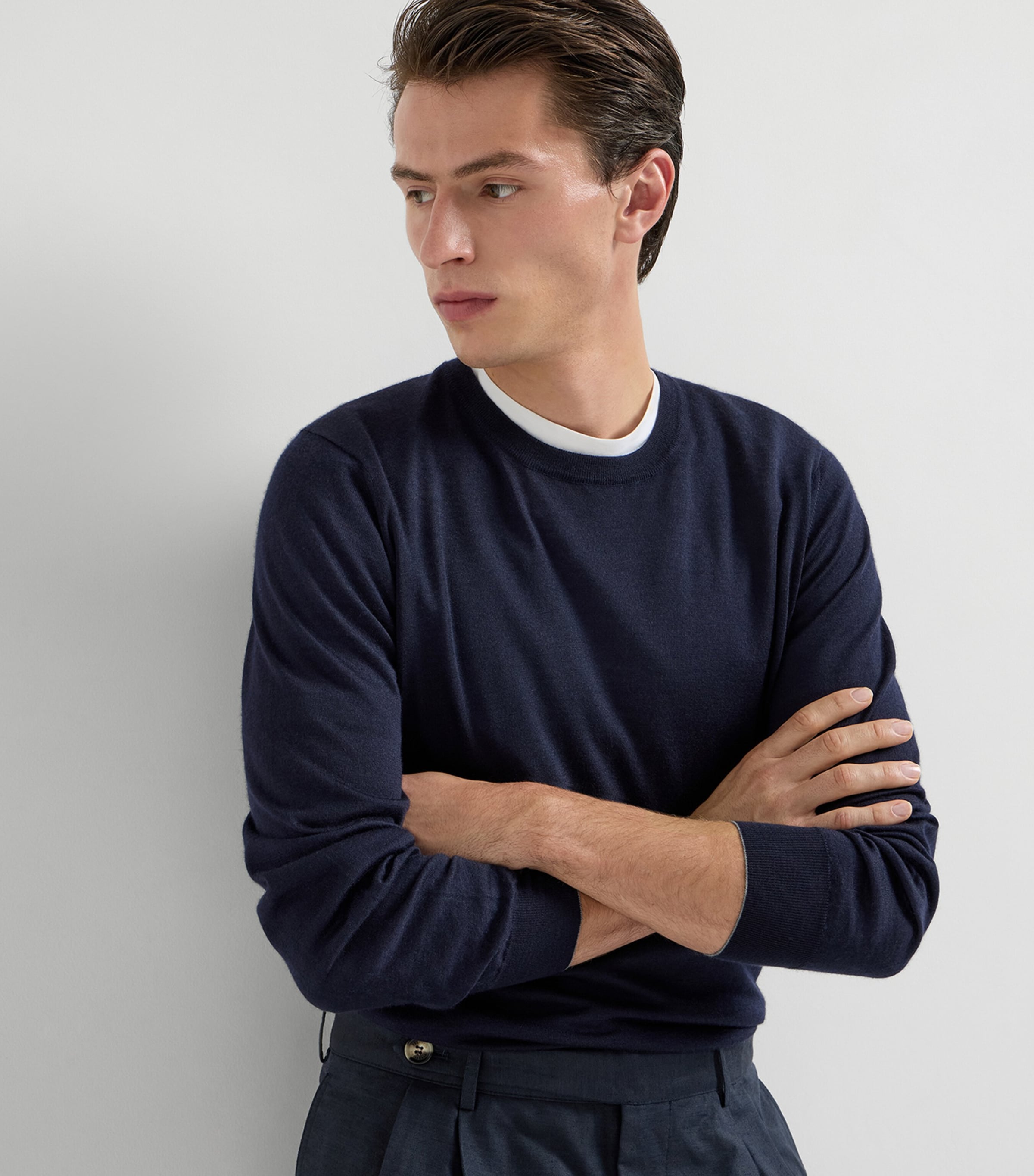 Brunello Cucinelli Mens Cashmere-Silk Crew-Neck Sweater Image 2