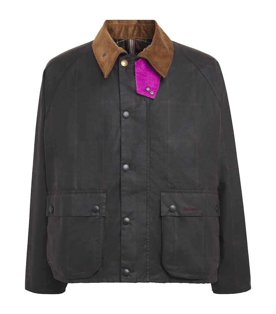 Barbour Mens x Paul Smith Waxed Transport Windowpane Jacket Rustic/bark Image 1