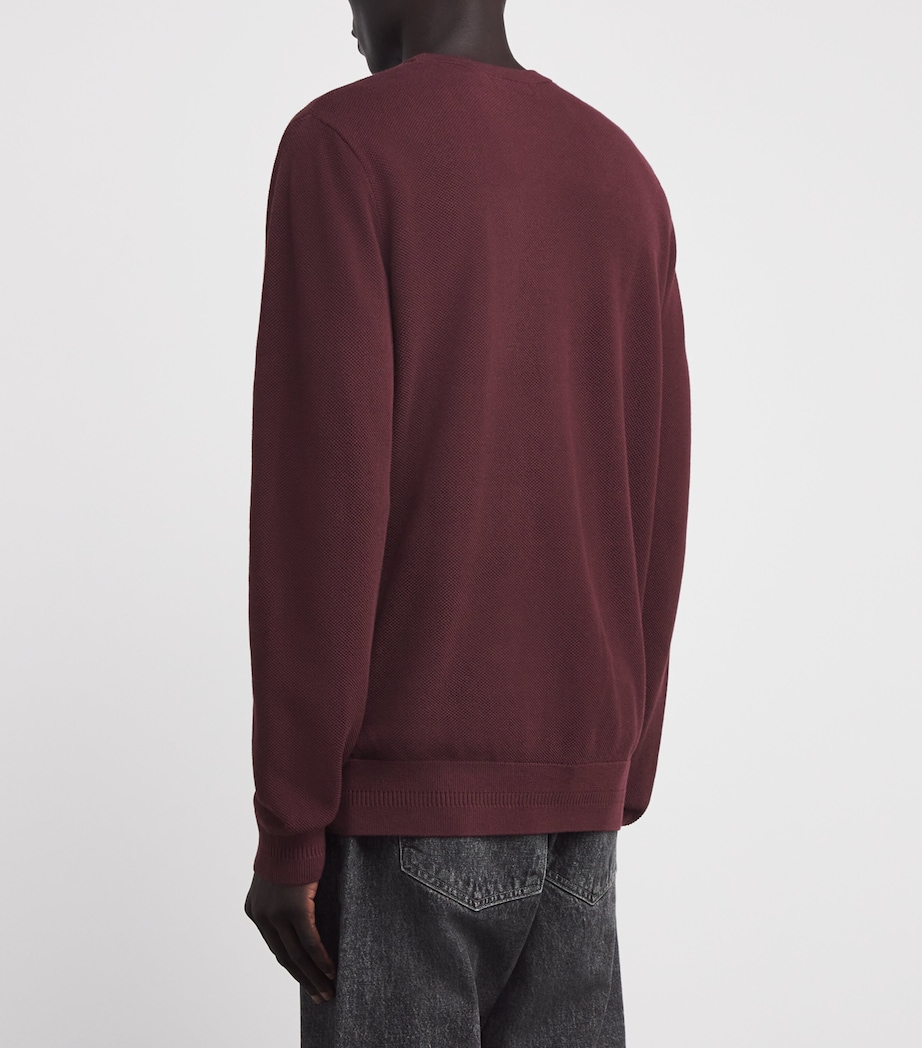 Cotton Piqué Stitch Sweatshirt 597-OXBLOOD Image 4