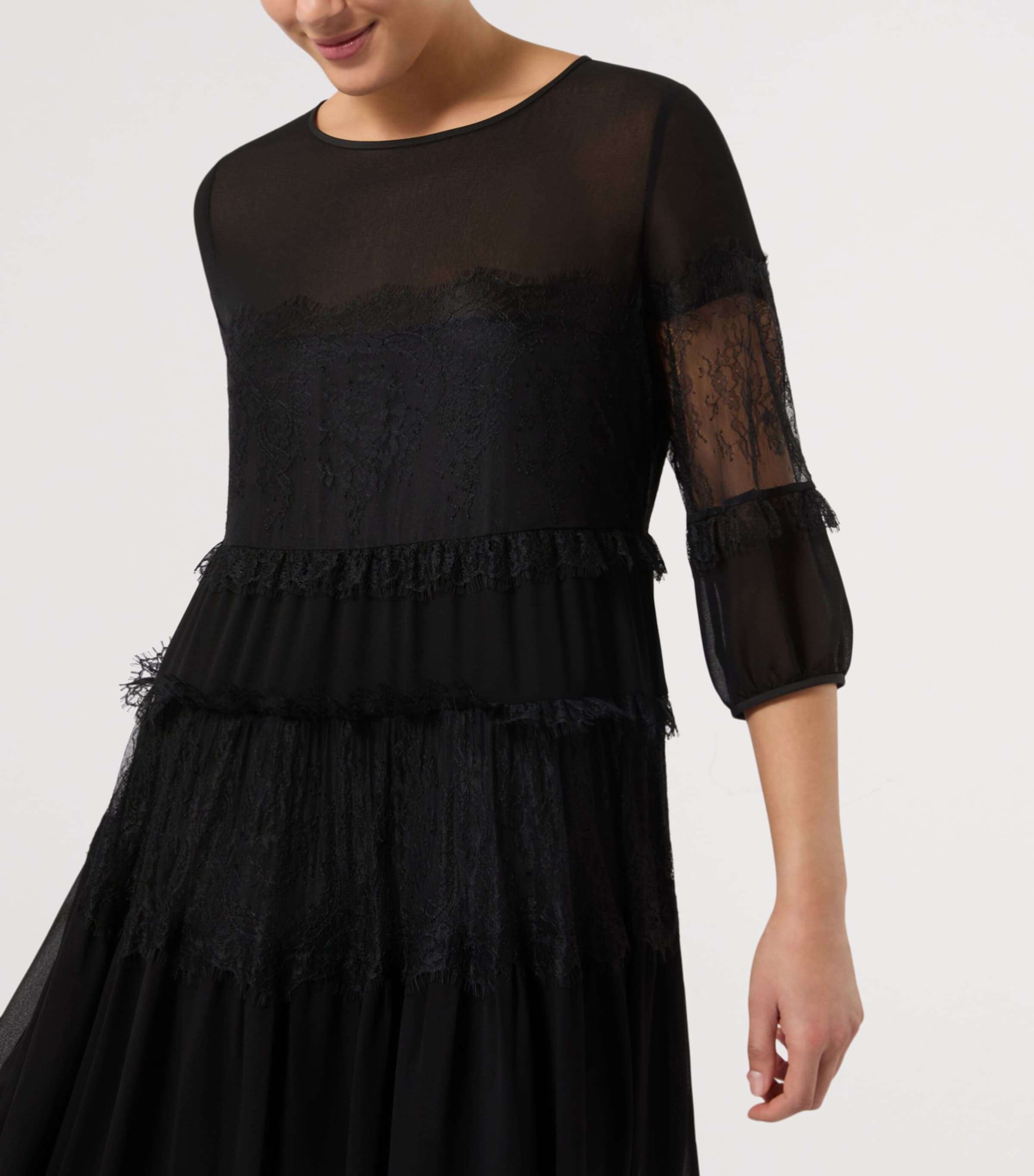 Marina Rinaldi Womens Lace Tulle Maxi Dress Black Image 5