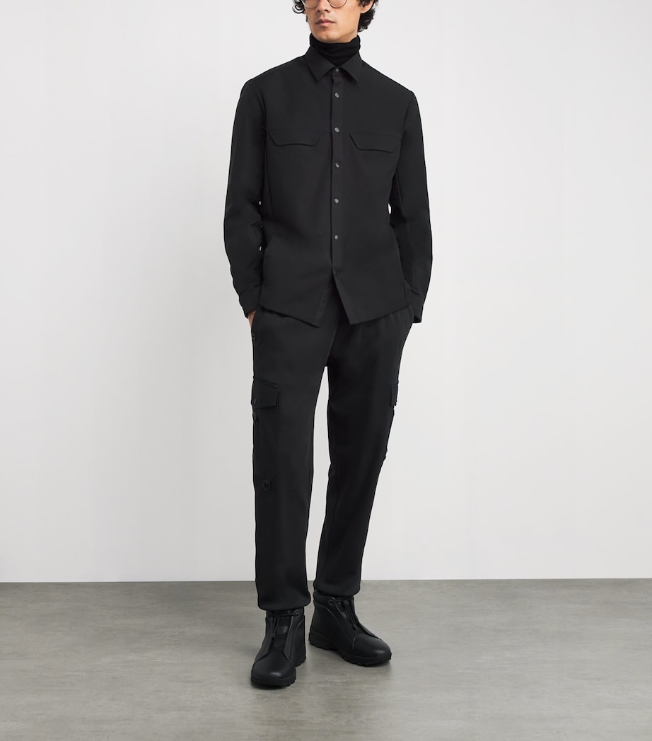 Stretch Gabardine Water-Repellent Overshirt 001BLACK Image 2