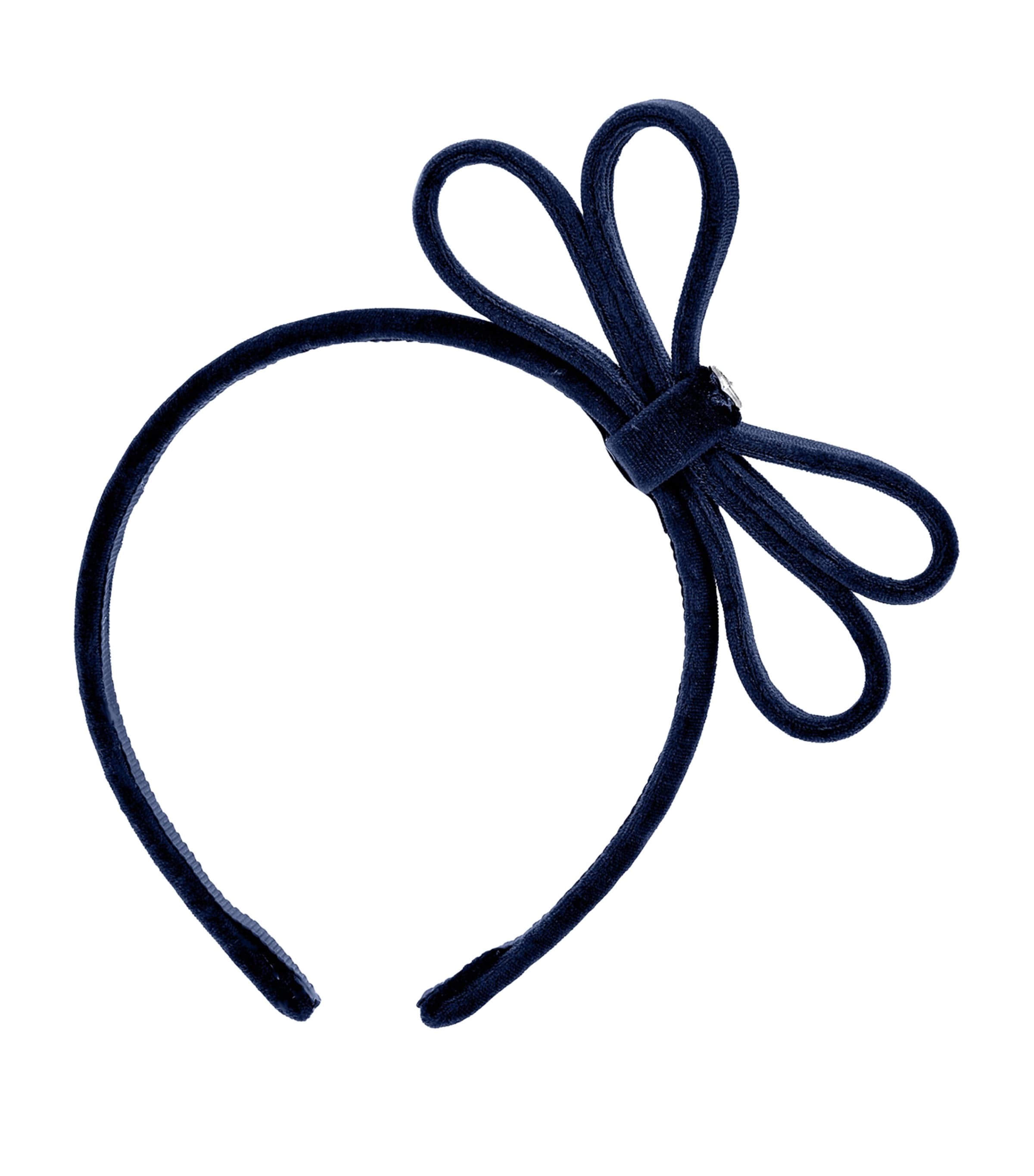 Monnalisa Kids' Velvet Double-bow Headband In Blue