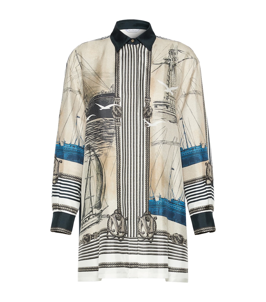 Max Mara Womens Silk Nautical Print Shirt Stone Image 1