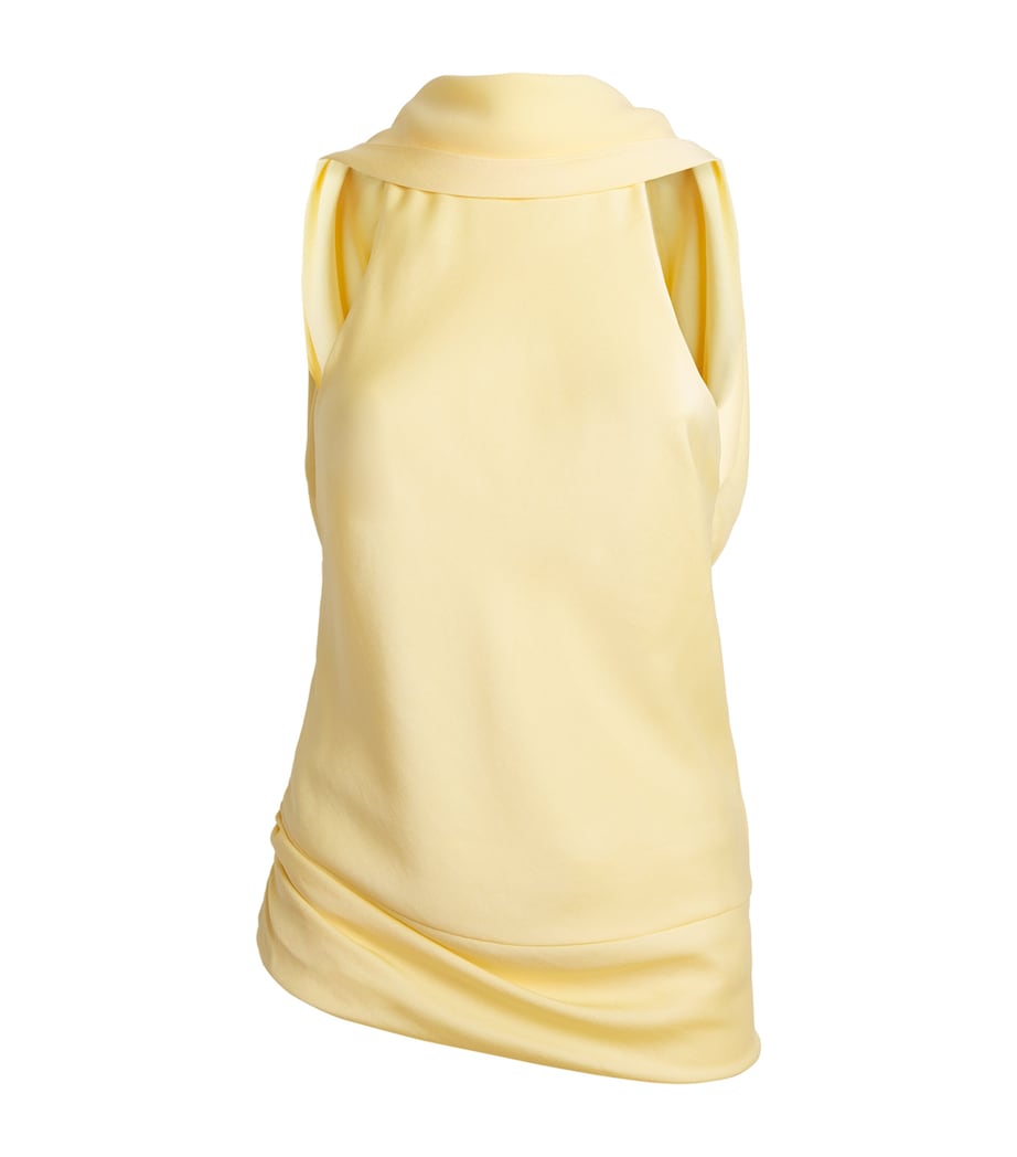 Simkhai Womens Satin Samira Cape Blouse Buttercream Image 1