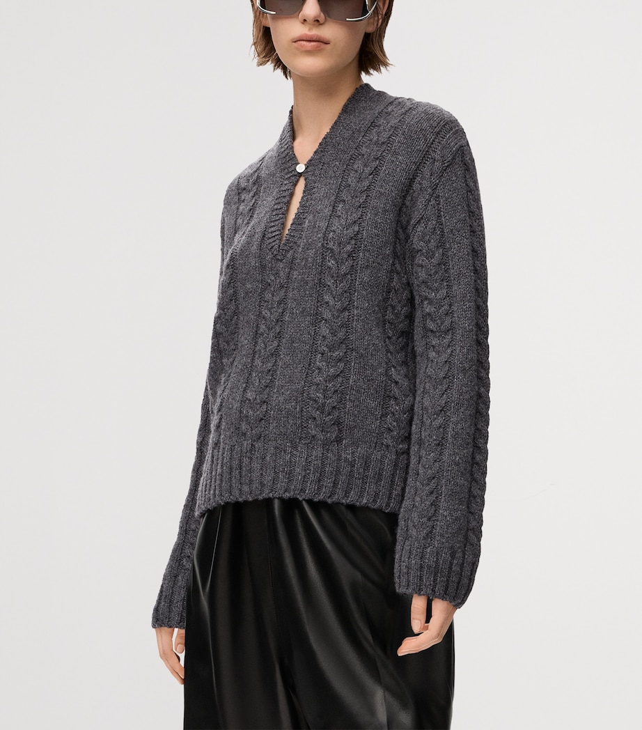 Wool Cable-Knit Sweater GREY Image 3