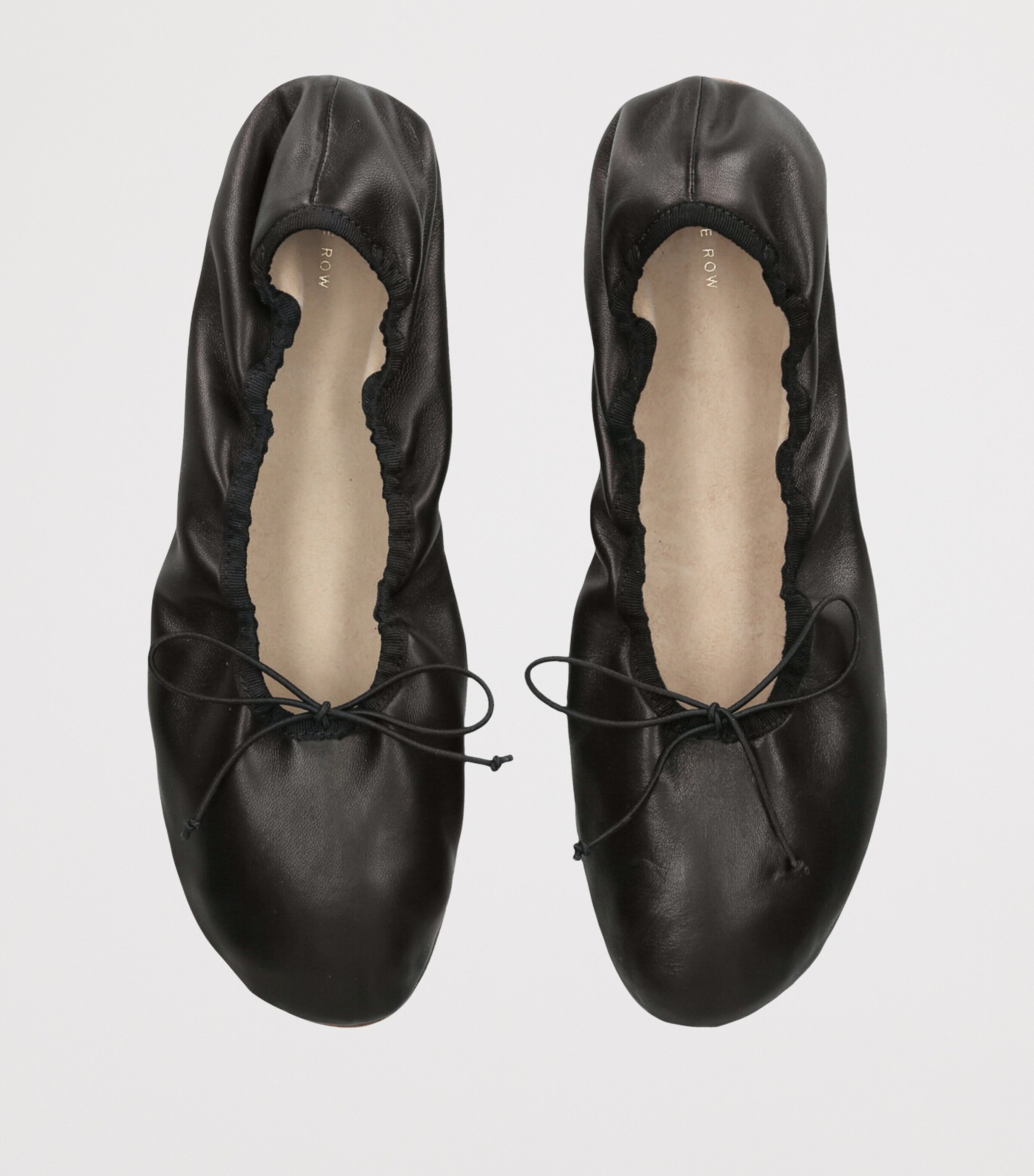 Nappa Leather Round Ballet Flats BLACK Image 4