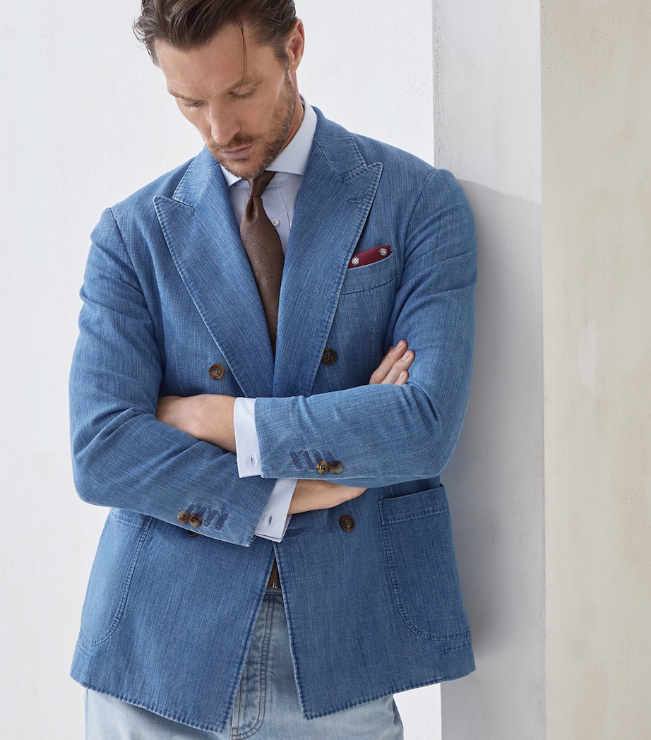 Denim Double-Breasted Blazer C1470 Image 5