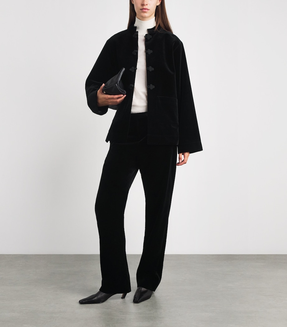 Róhe Womens Velvet Pankou-Closure Jacket Black Image 2