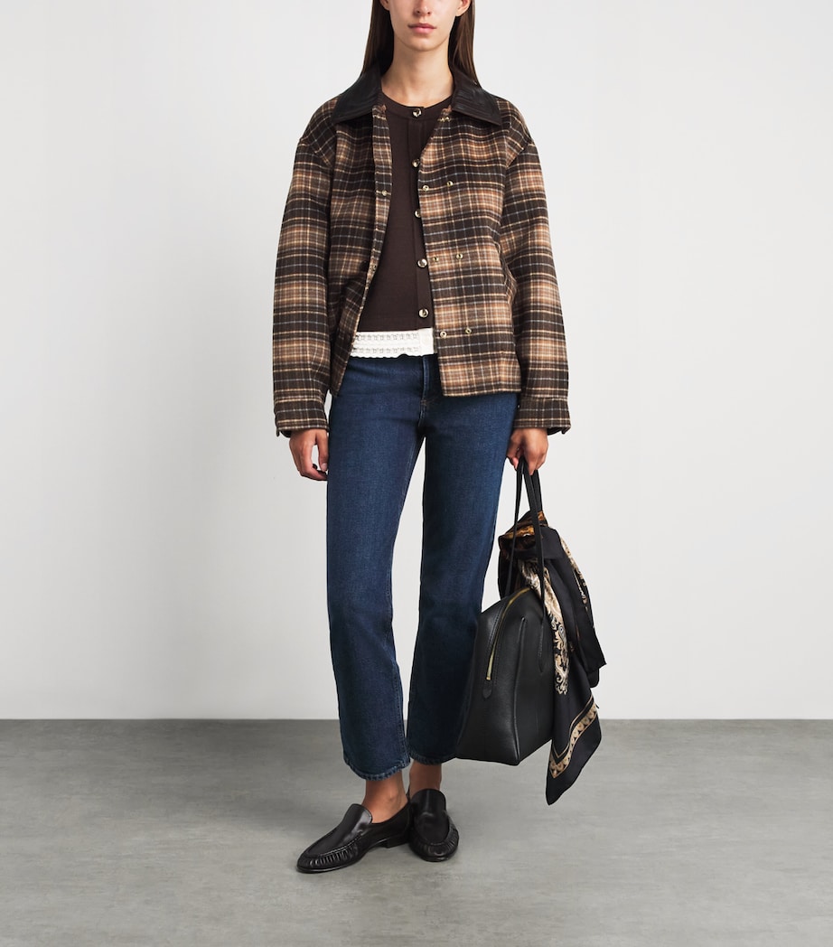 Sandro Paris Womens Lace-Detail Cardigan Brown Image 2