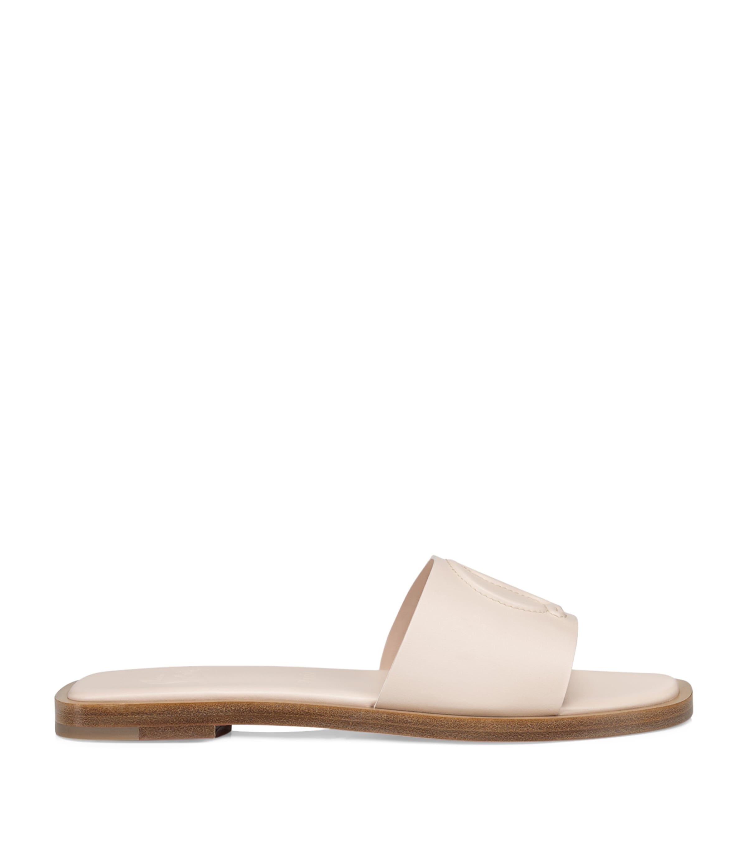 Shop Christian Louboutin Cl Mule Leather Flat Sandals In Beige