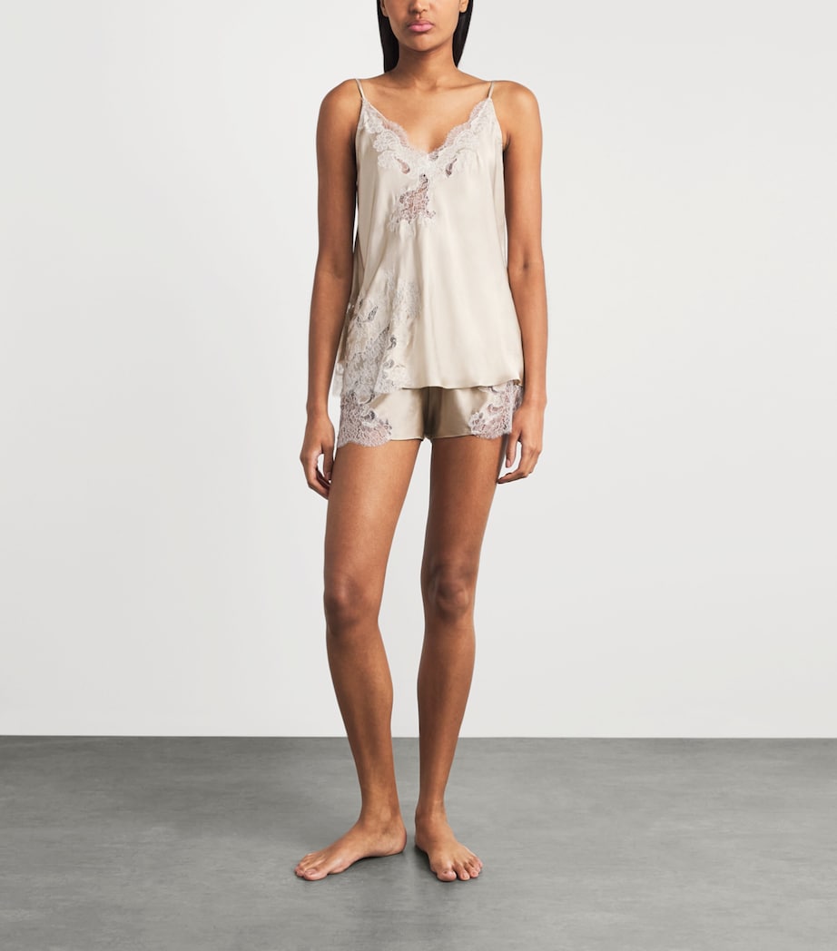 TORLOWEI Womens Silk Lace Elsa Camisole Oyster/white Image 2