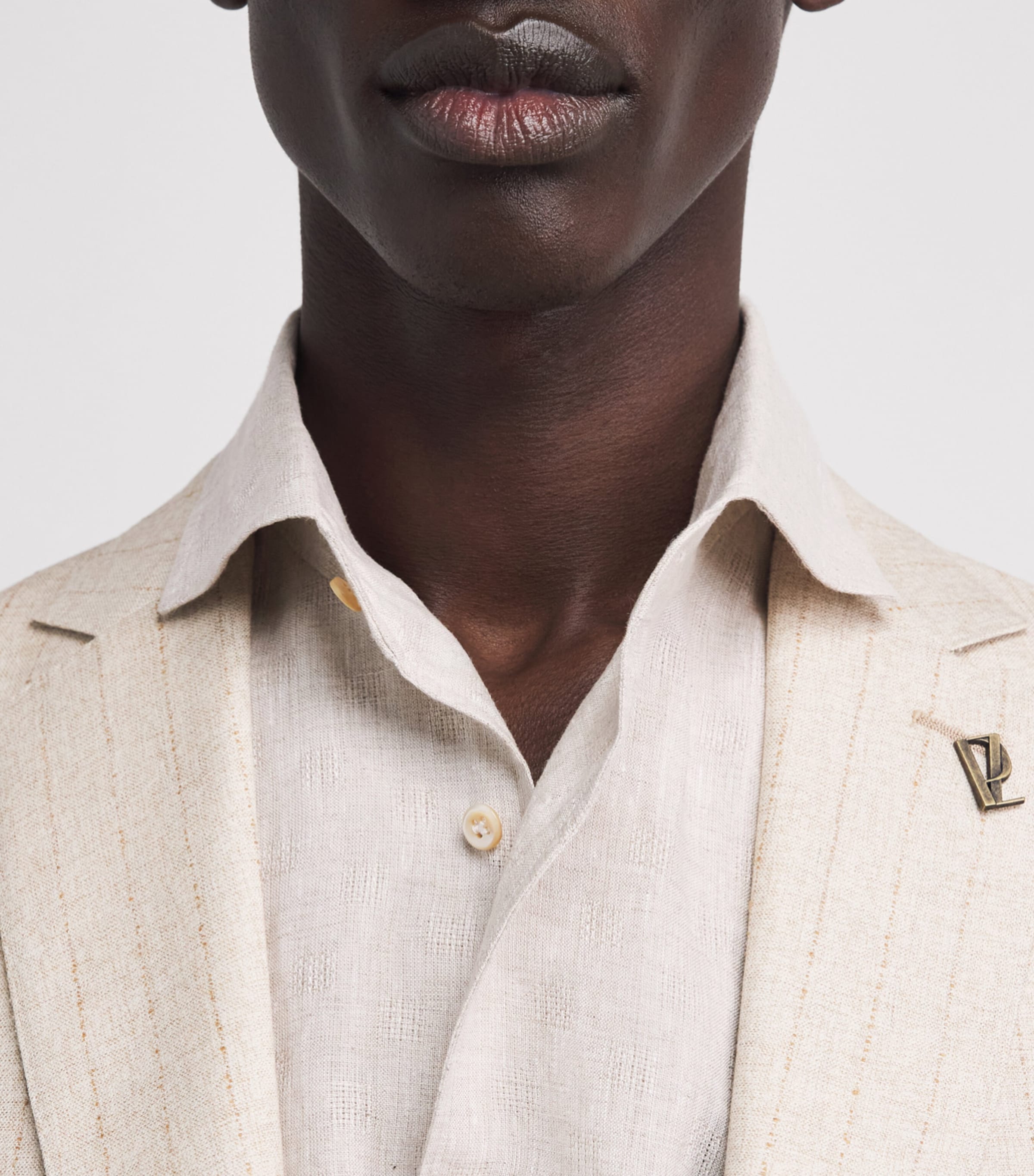 Pal Zileri Mens Linen Jacquard Shirt Light Brown Image 3