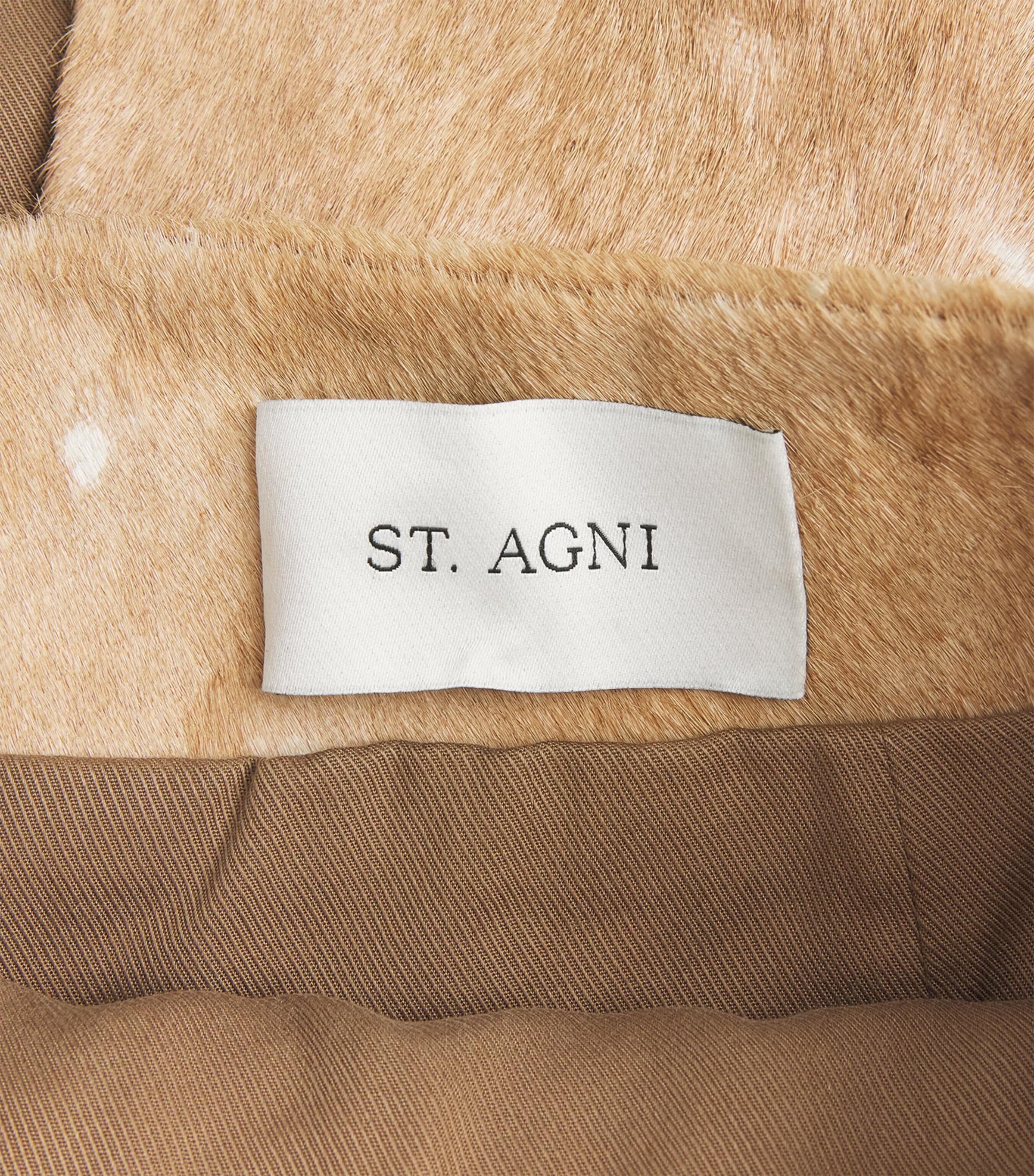 St. Agni Womens Leather Fawn Midi Pencil Skirt Almond Image 6