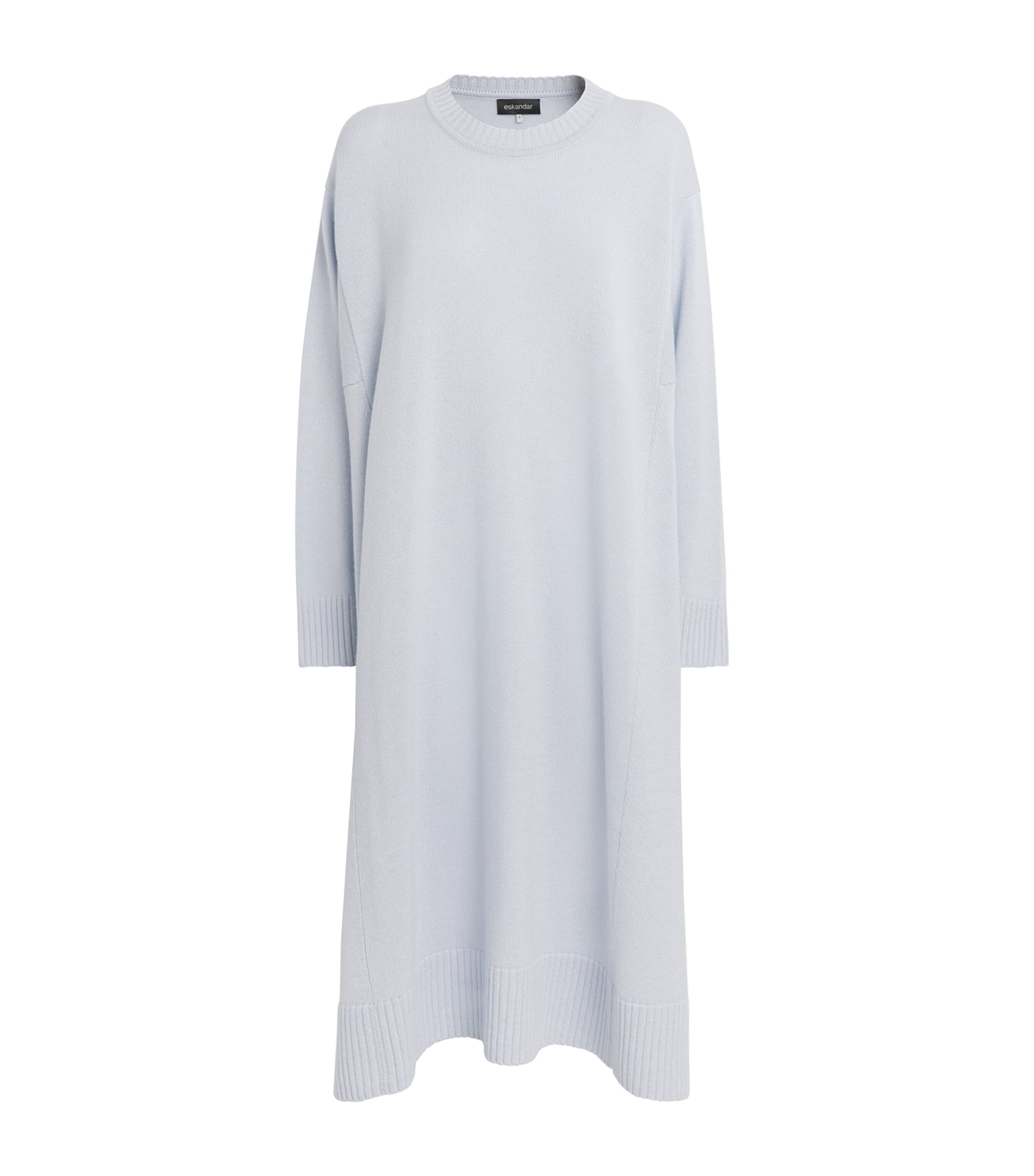 Eskandar Cashmere A-line Sweater Dress In Blue