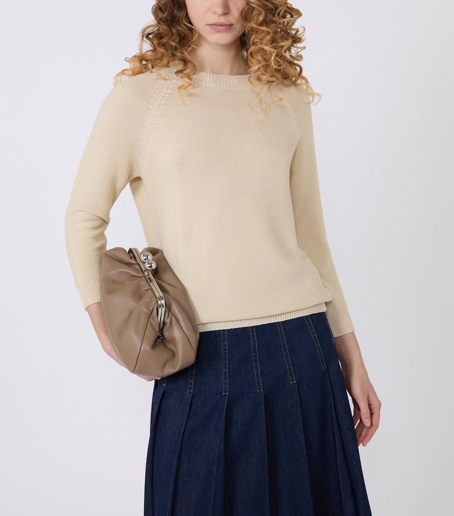 Weekend Max Mara Womens Cotton Knitted Sweater Ecru Image 2