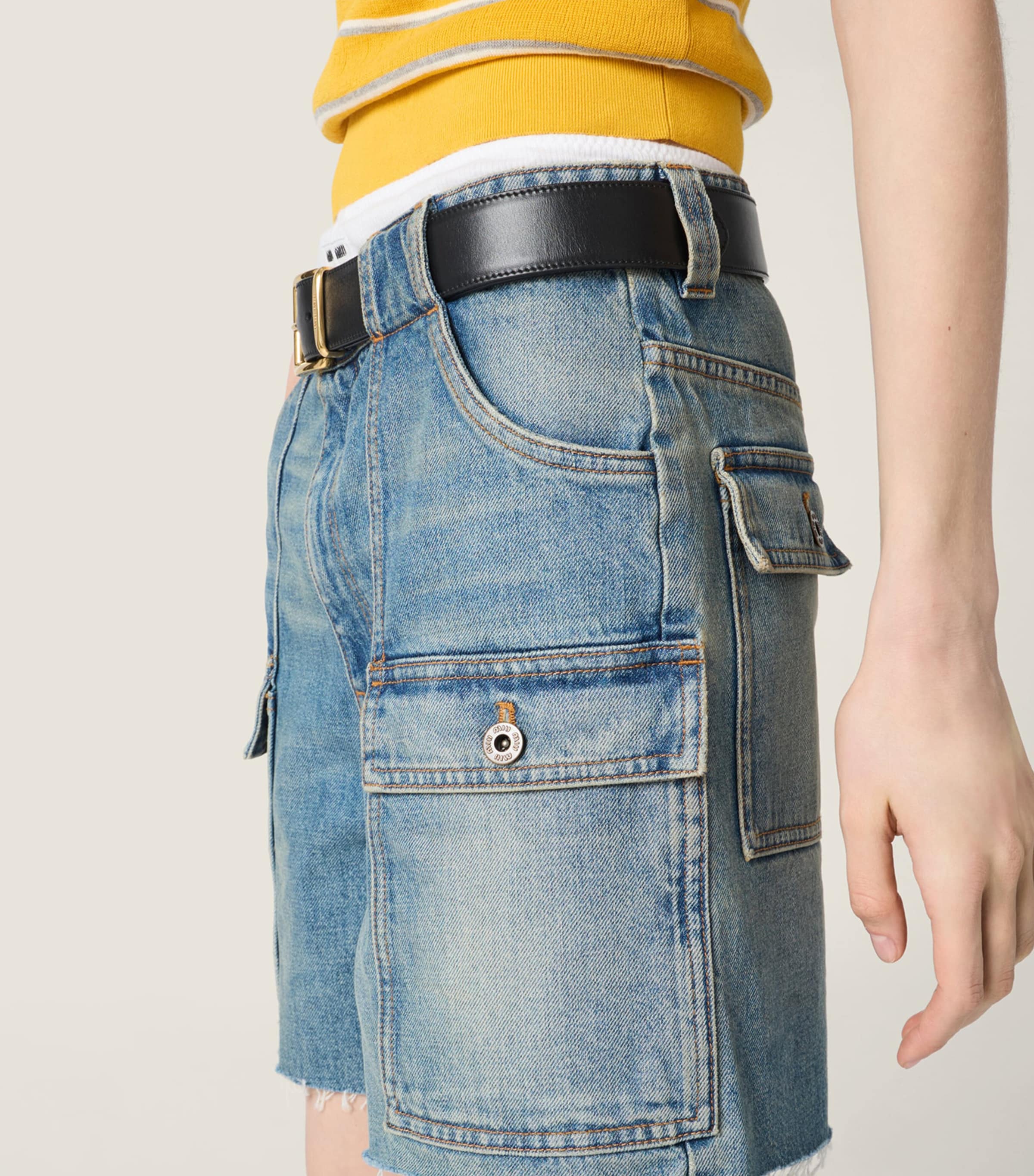Miu Miu Womens Denim Bermuda Shorts Image 6