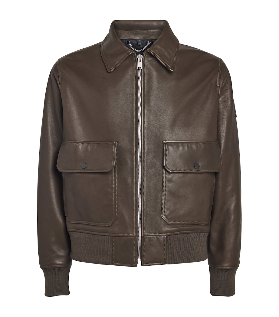 Belstaff Mens Leather Pilot Jacket Faded Olivefdoli Image 1