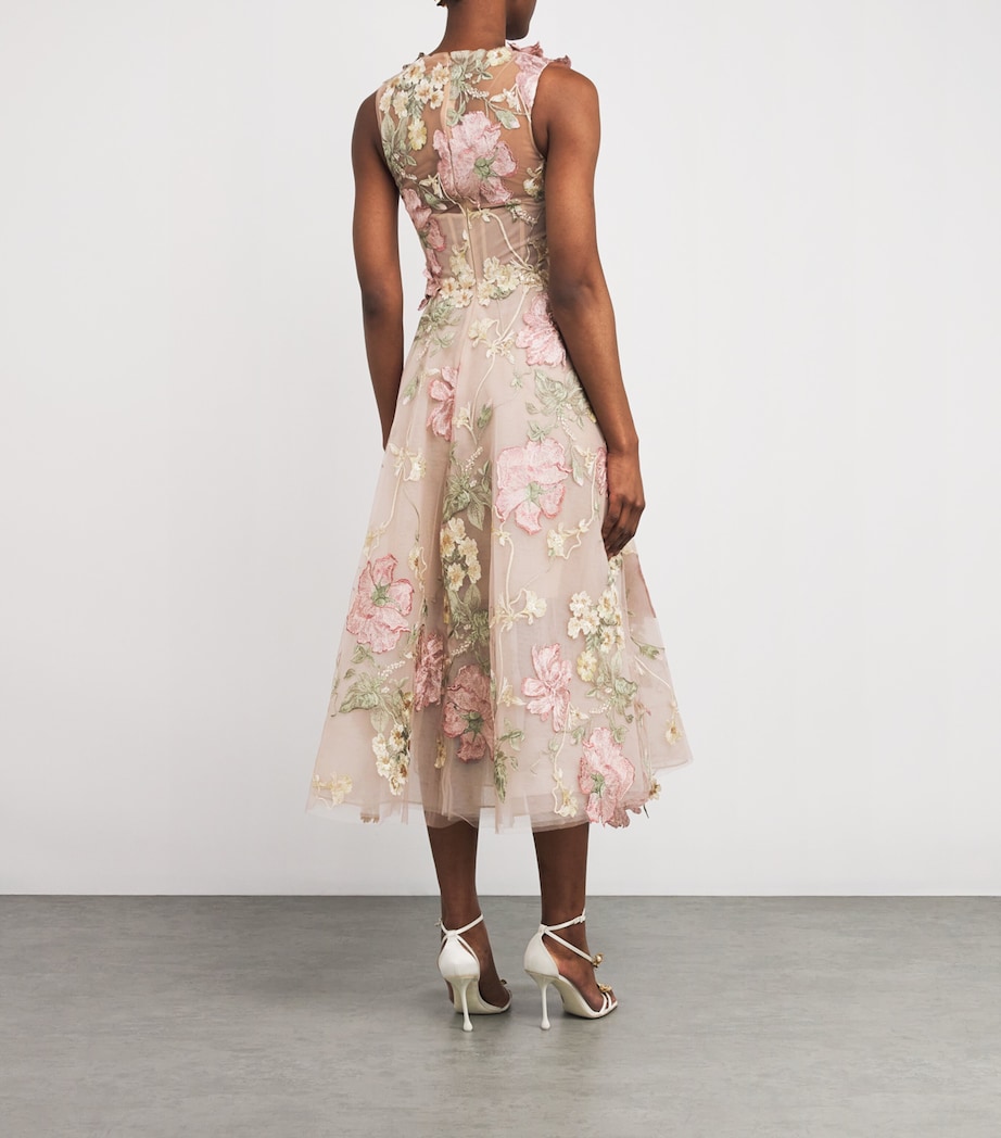 Marchesa Multi Floral-Embroidered Midi Dress | Harrods QA Marchesa Multi Floral-Embroidered Midi Dress | Harrods QA