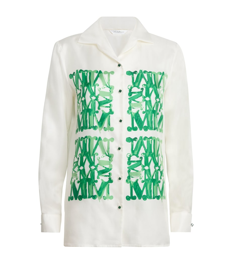 Silk Monogram Print Shirt EMERALD Image 1