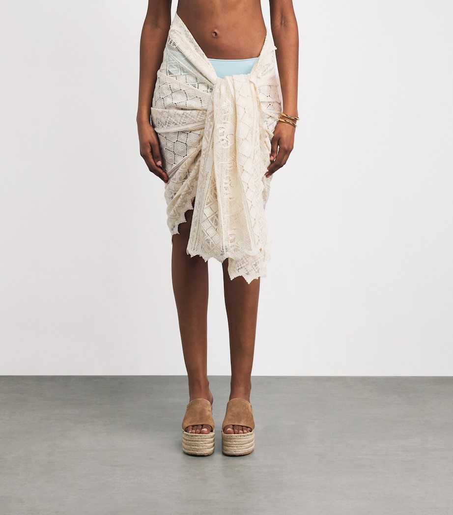 Zimmermann Womens Lace Monogram Pareo Cream Image 4