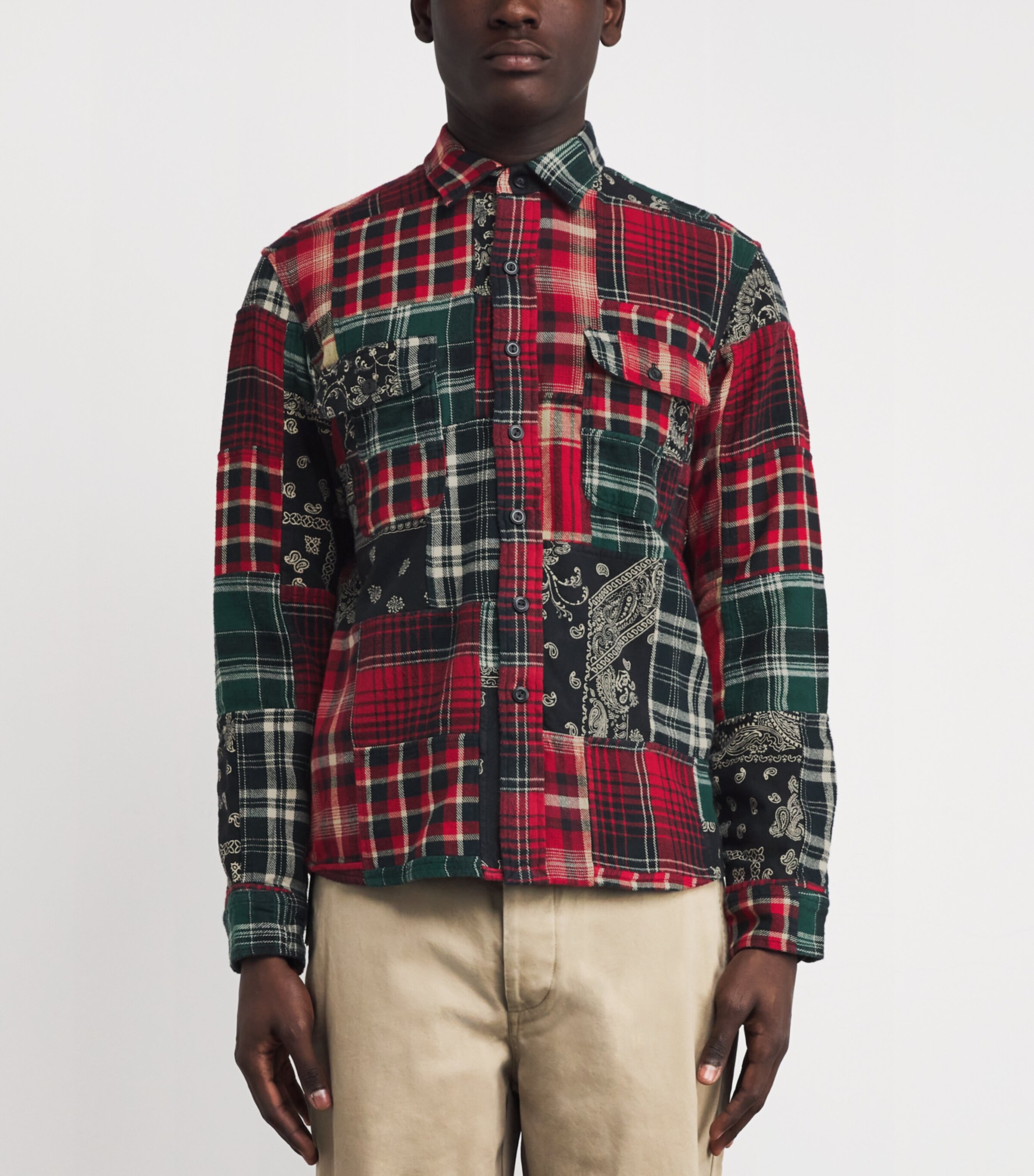 Cotton Flannel Patchwork Shirt MULTI Image 3