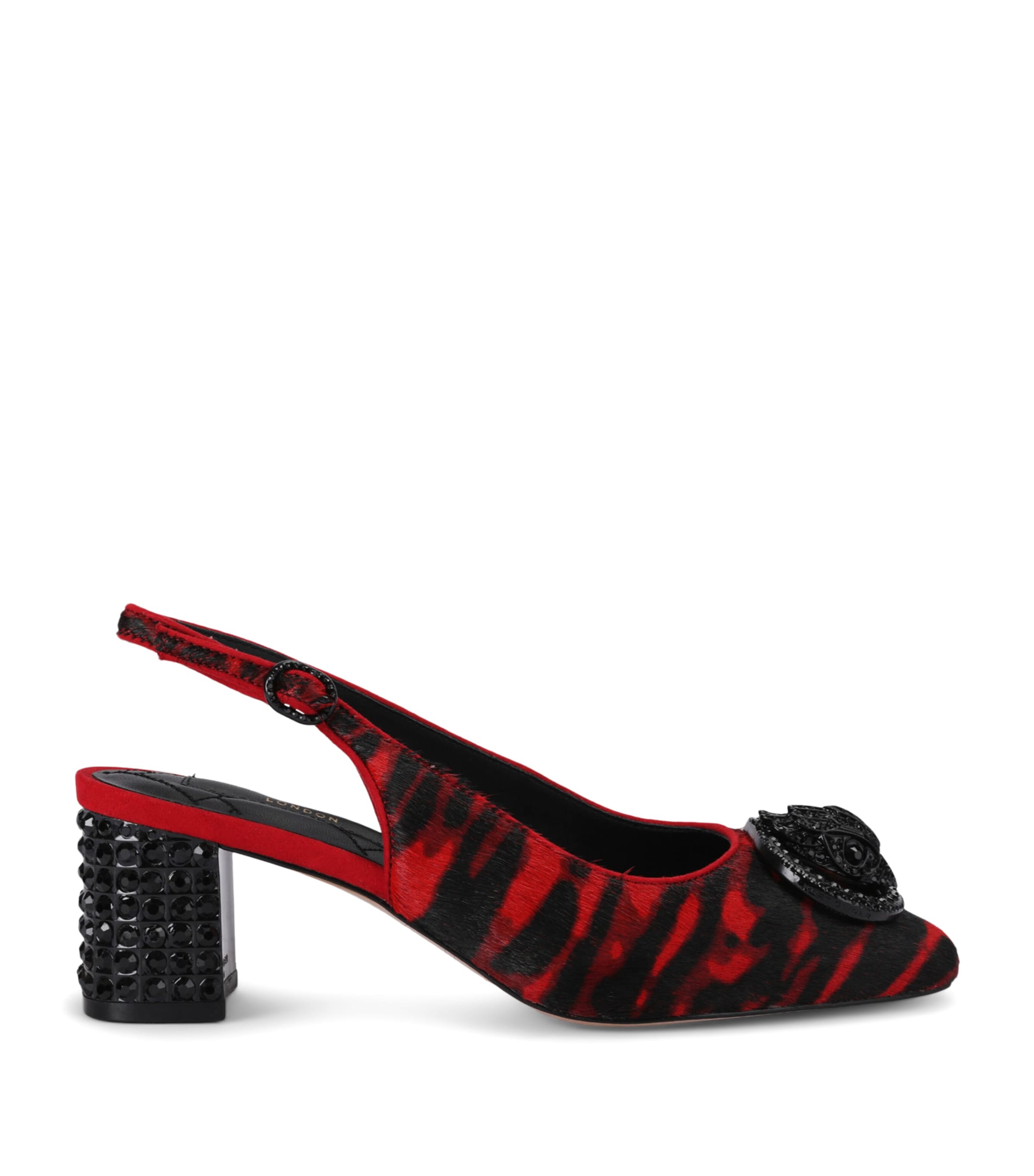 Kurt Geiger London Haircalf Chelsea Slingback Block Heels Red Comb Image 1
