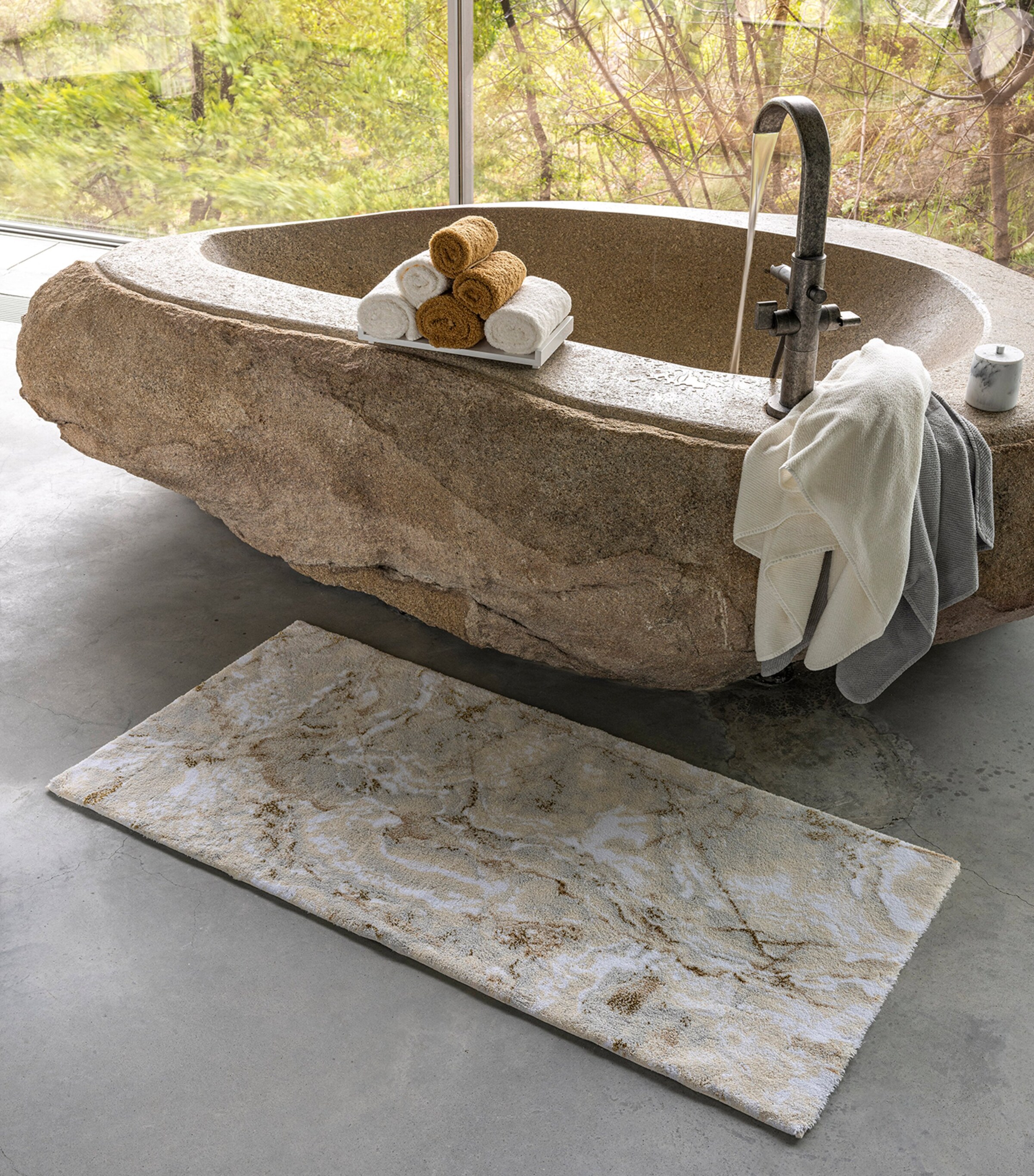 Egyptian Cotton-Blend Castello Bath Mat (70cm x 140cm) 101 ECRU Image 6