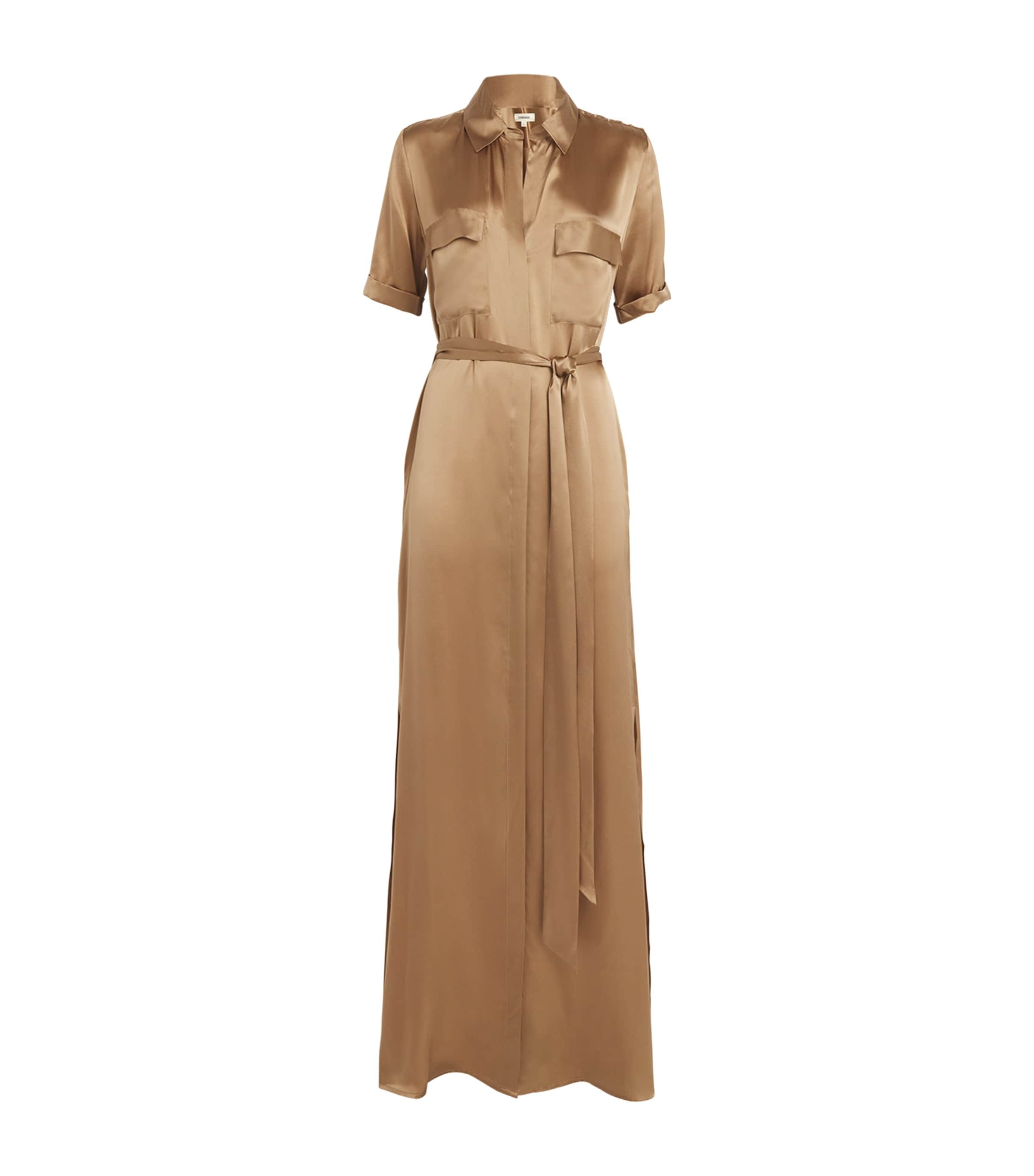 L Agence Silk Klement Shirt Dress In Neutral