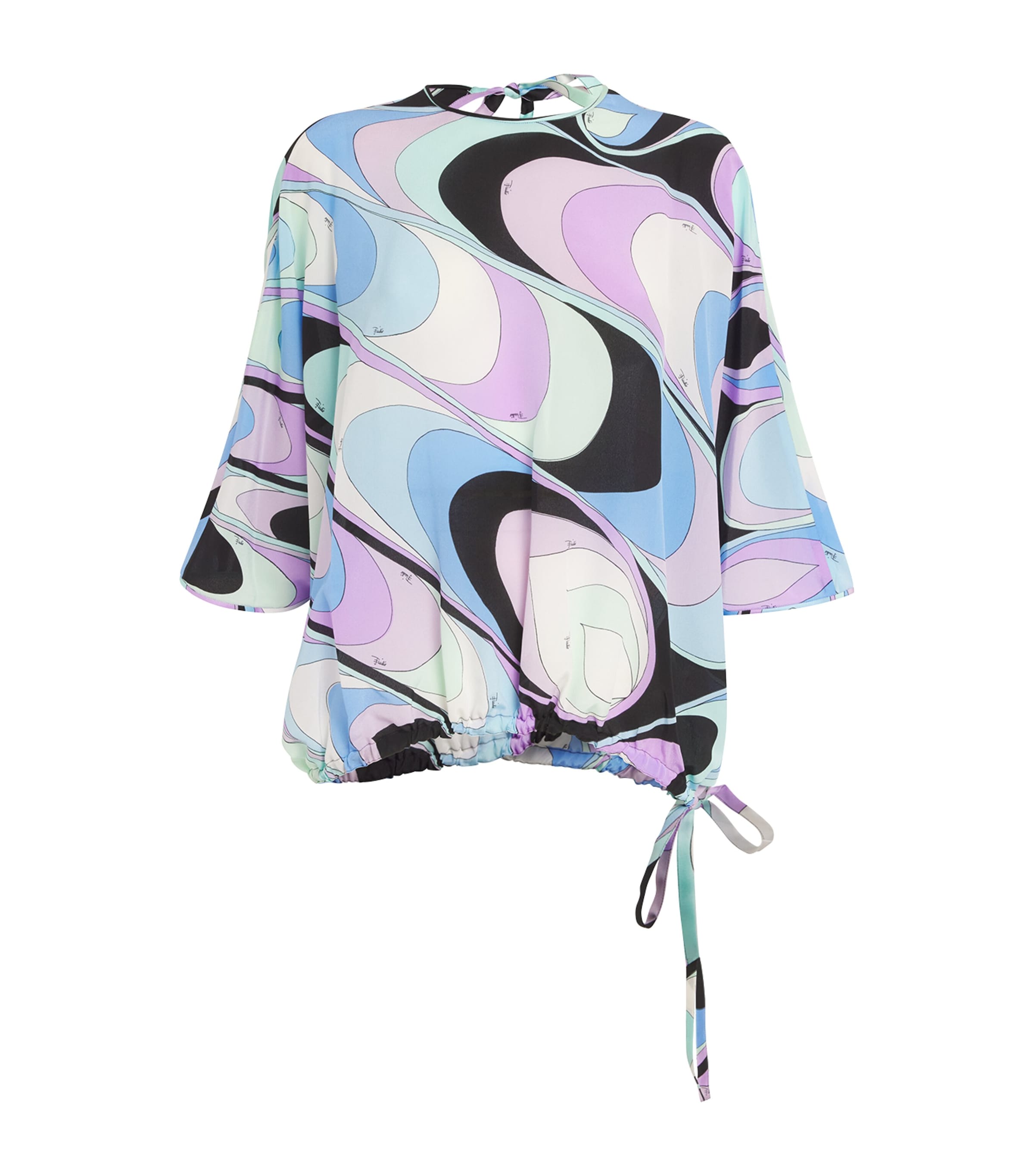 Pucci Silk Drawstring Blouse In Purple
