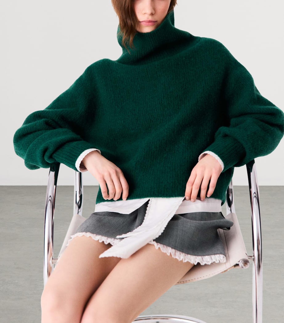 Maje Womens Yak-Blend Rollneck Sweater Bottle Green Image 6