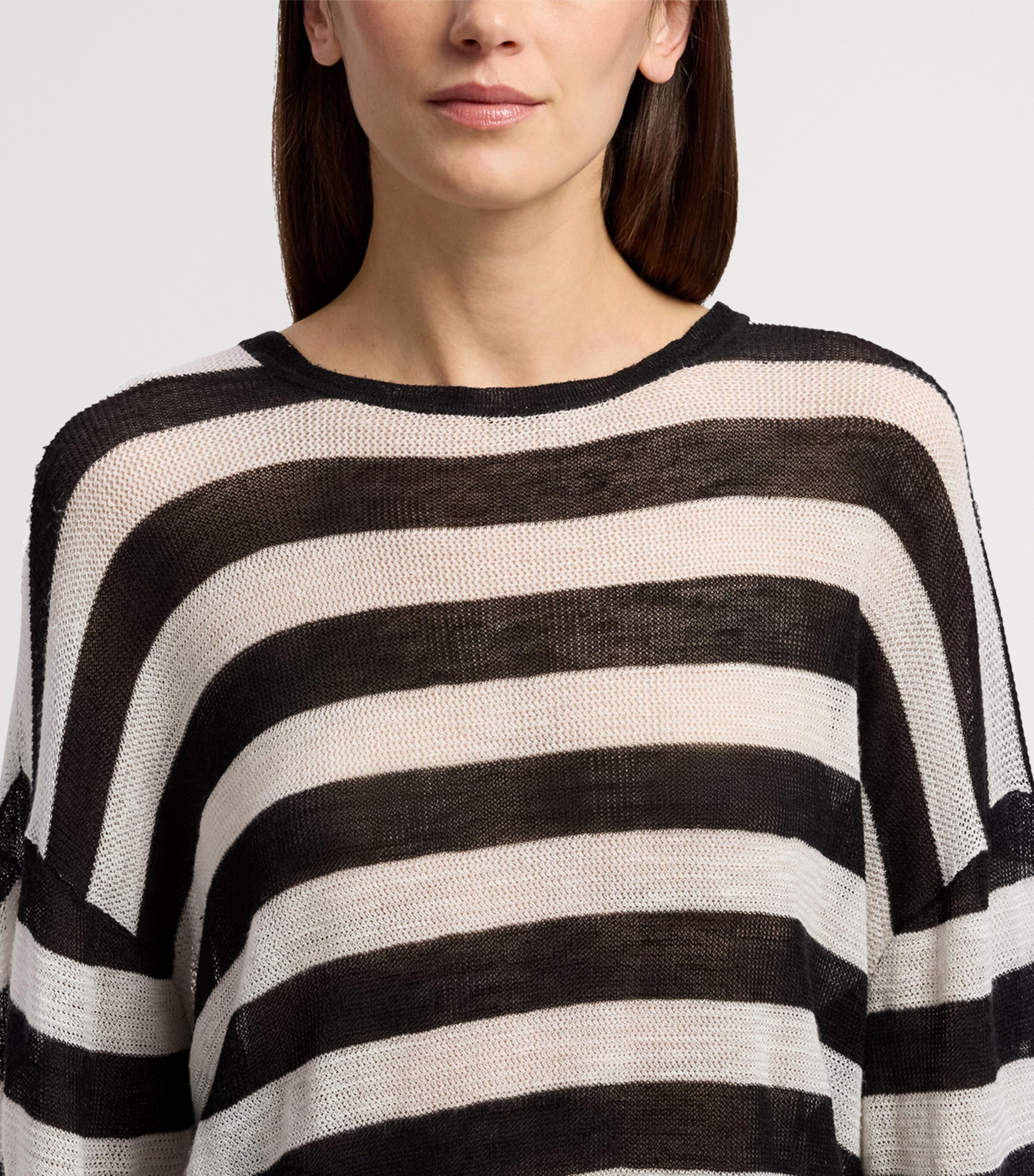Ralph Lauren Collection Womens Mulberry Silk-Linen Stripe Sweater Black Image 7