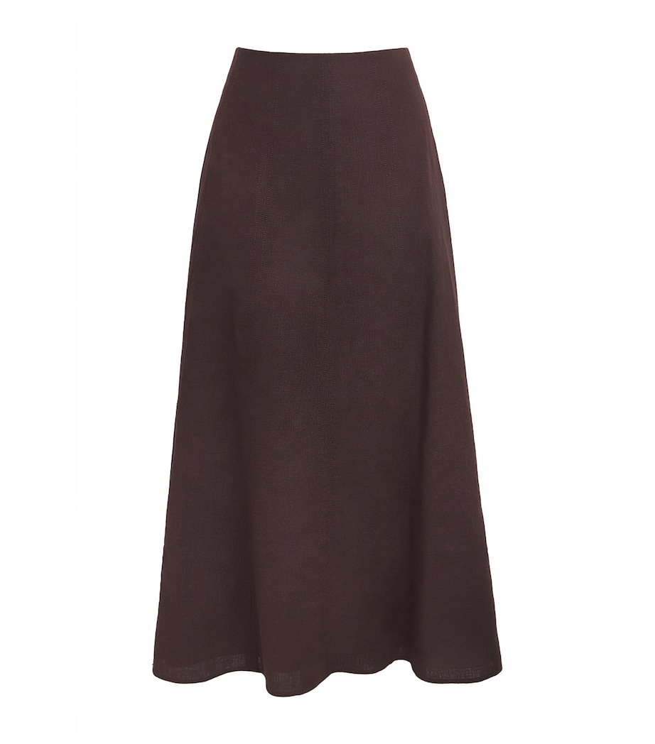 ME+EM Womens Linen-Blend Maxi Skirt Cocoa Brown Image 1