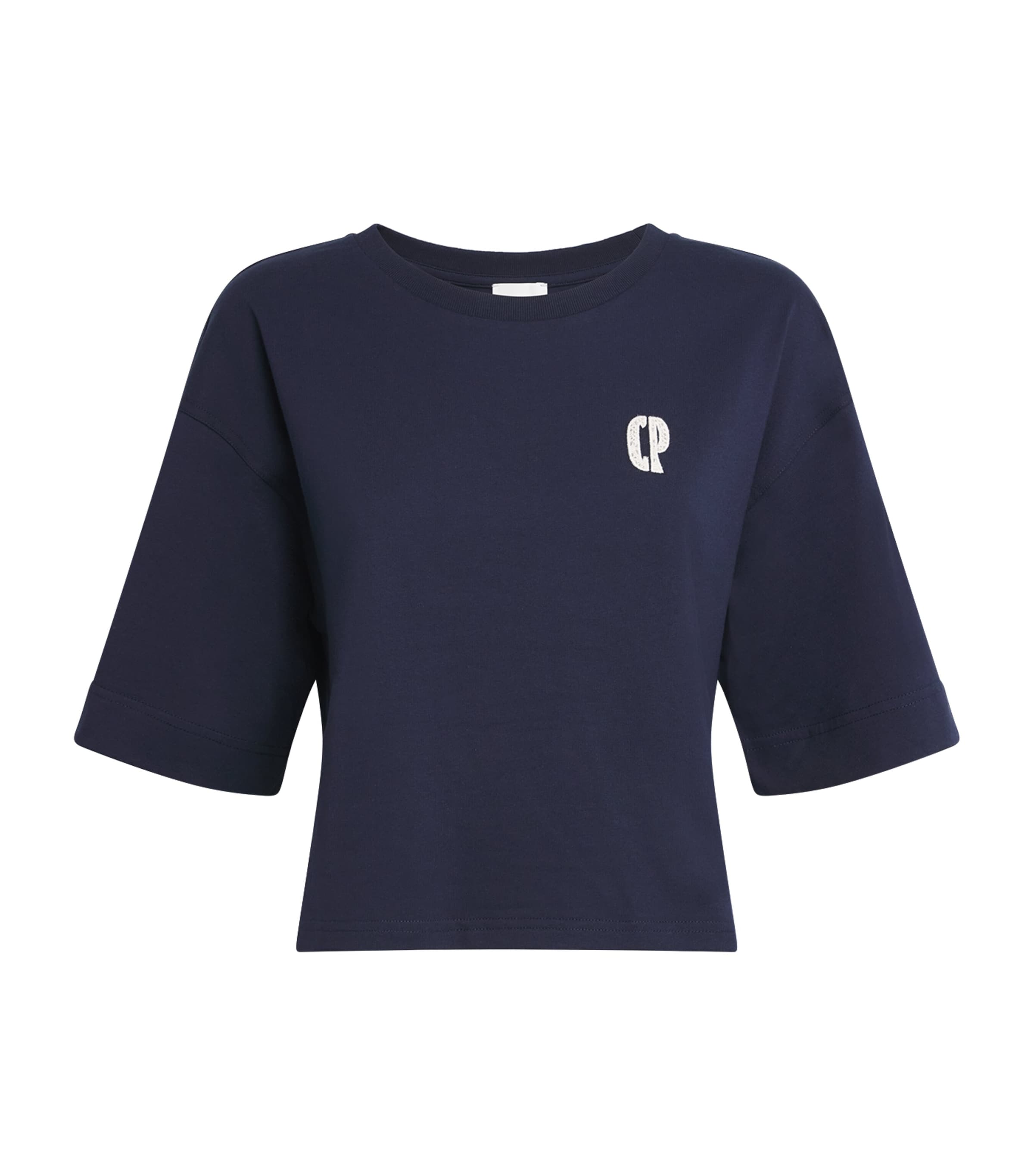 Claudie Pierlot Womens Cotton Logo-Embroidered T-Shirt Navy Image 1